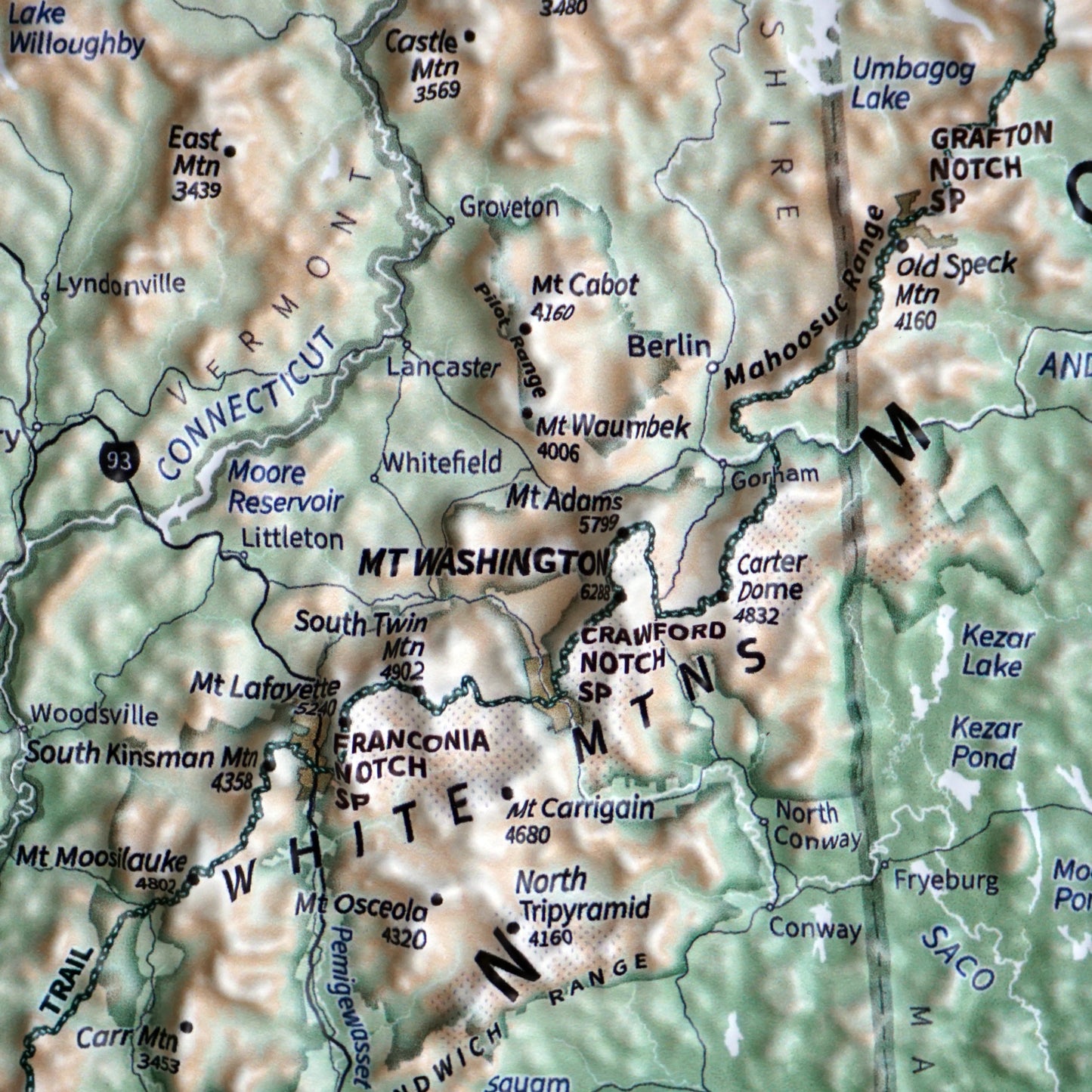 New England 3D Raised Relief Map