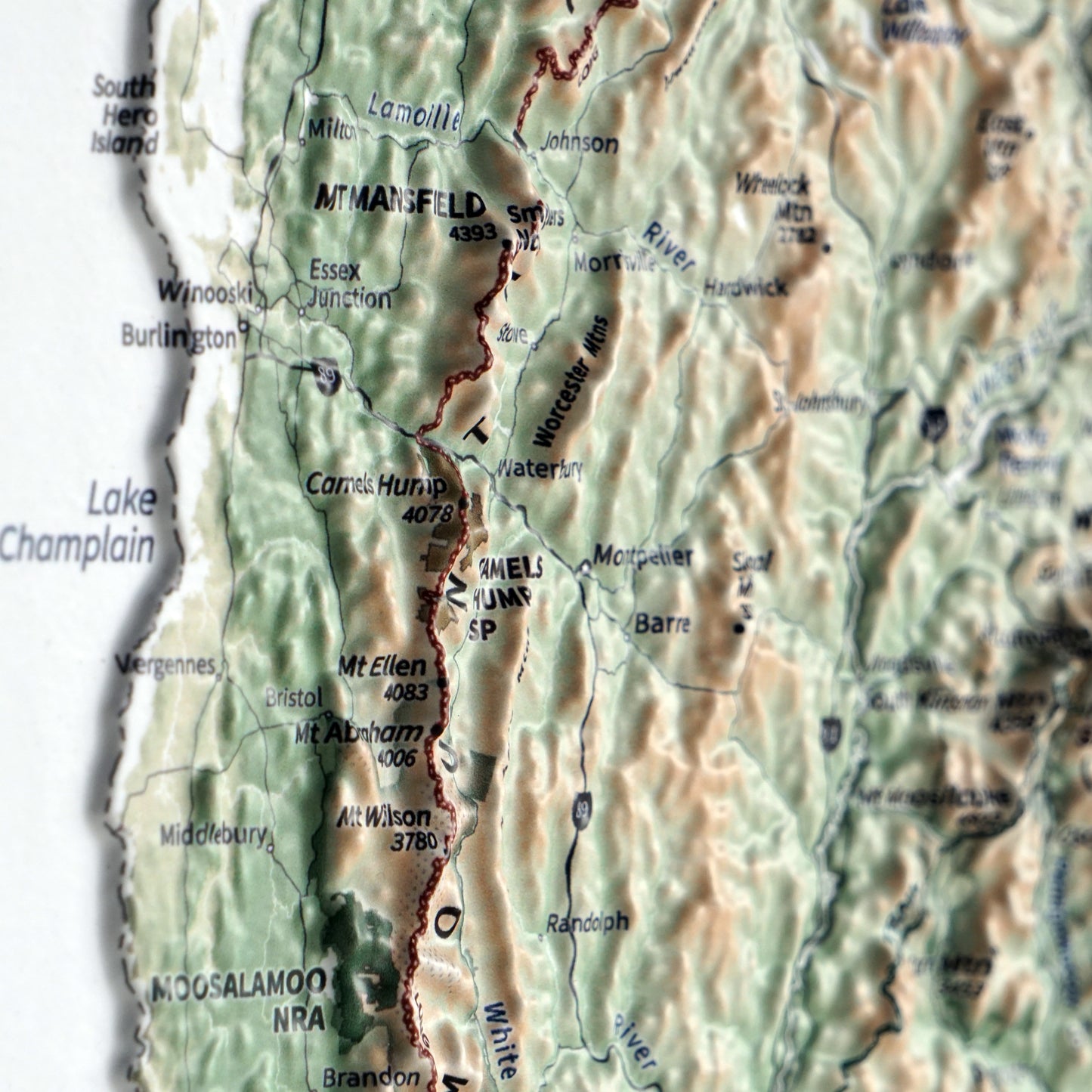 New England 3D Raised Relief Map