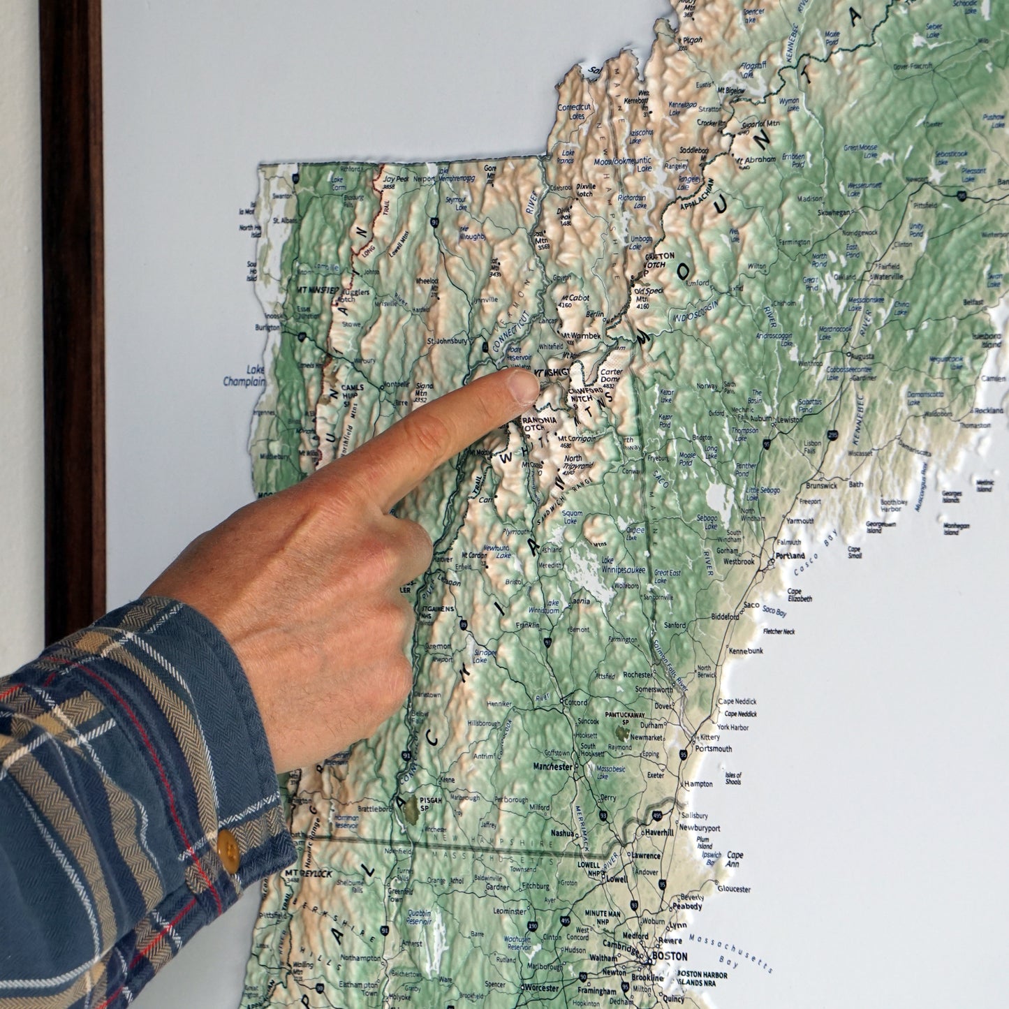 New England 3D Raised Relief Map