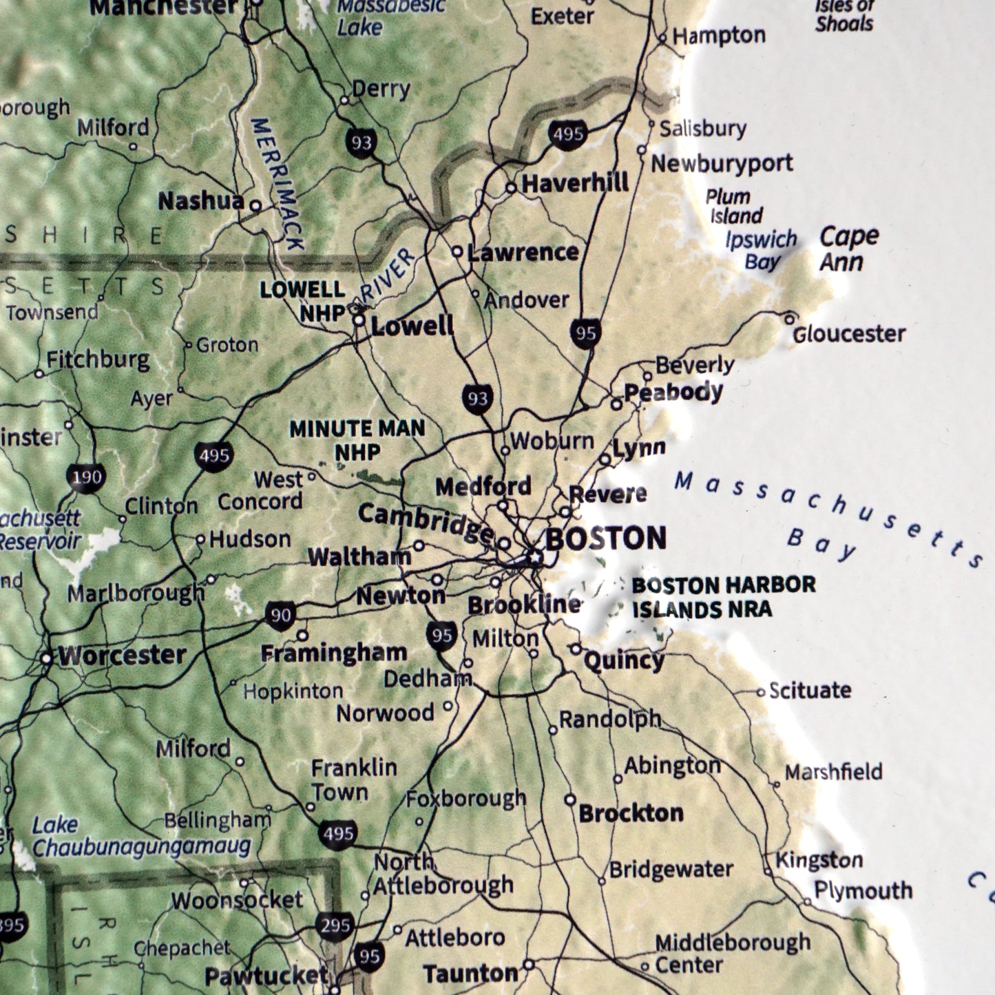 New England 3D Raised Relief Map