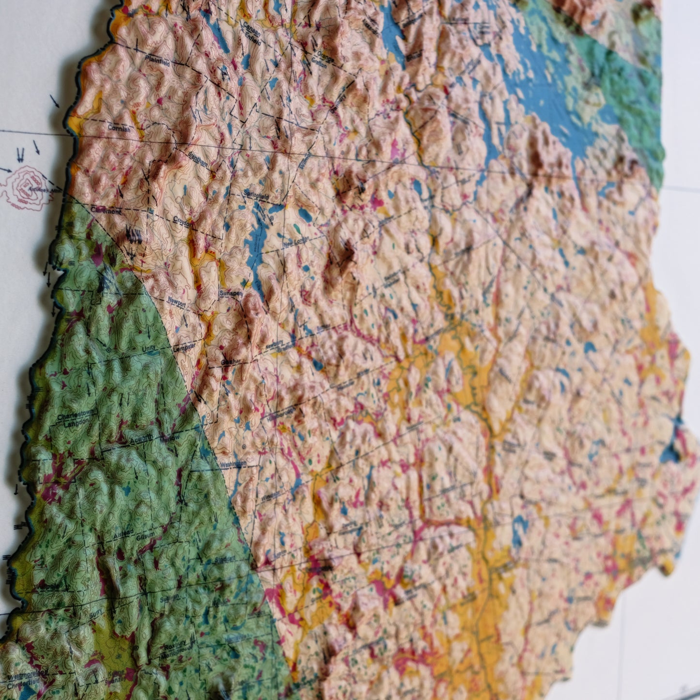 New Hampshire 1950 3D Raised Relief Map
