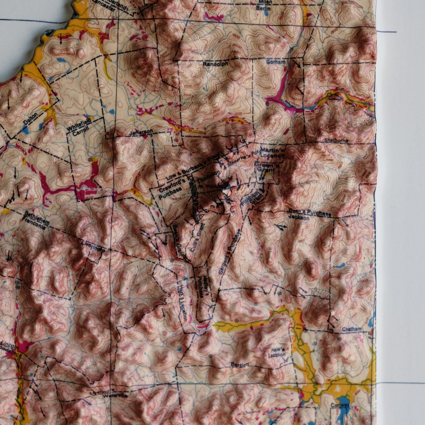 New Hampshire 1950 3D Raised Relief Map