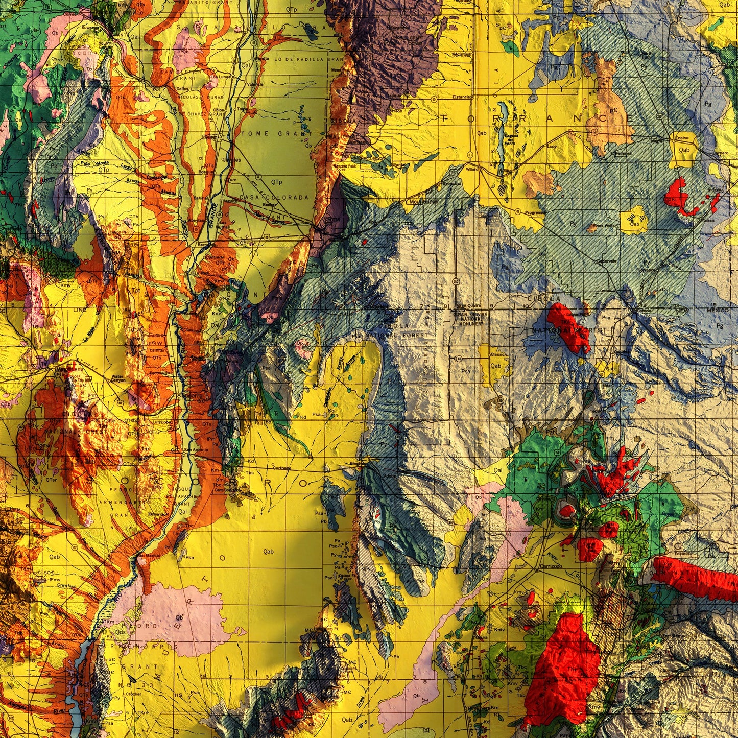 New Mexico 1965 Shaded Relief Map