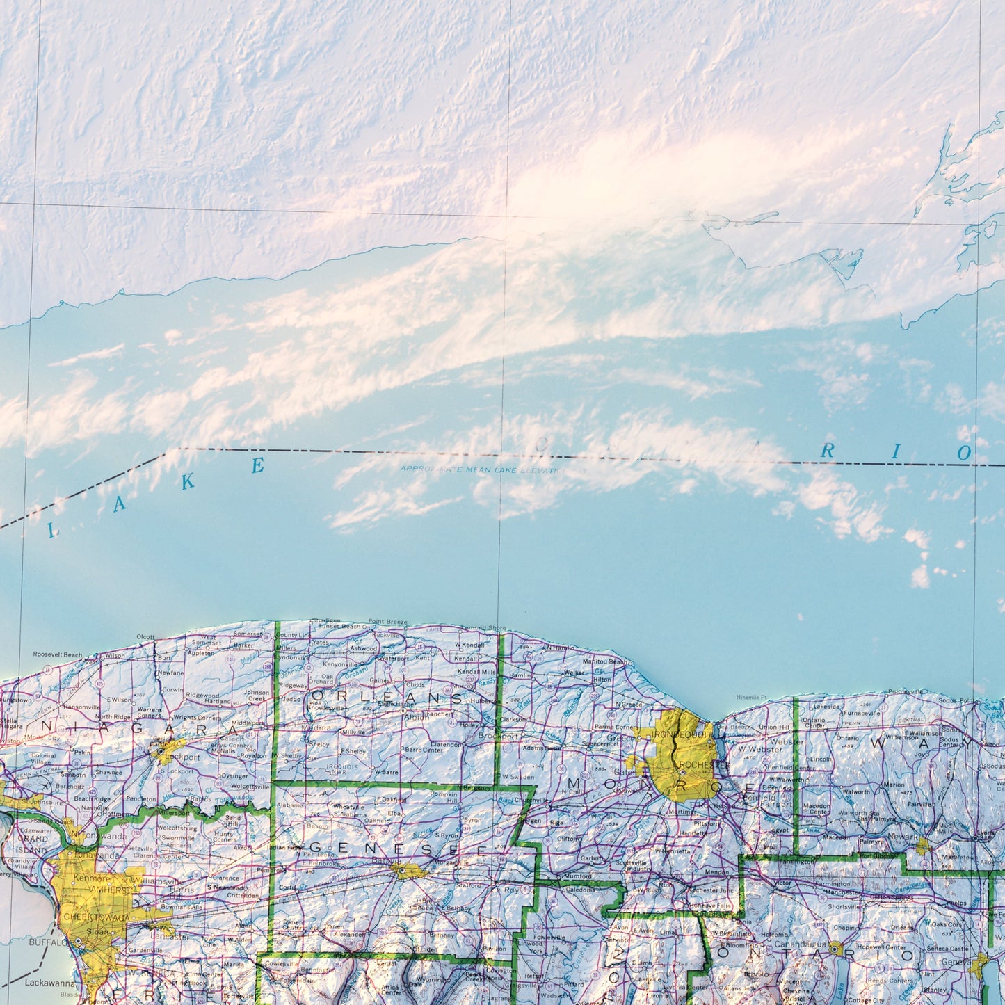 New York 1974 Shaded Relief Map