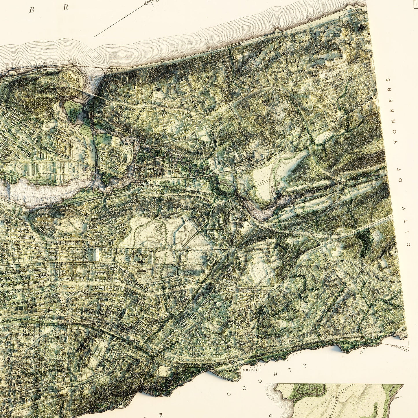 New York City 1874 Shaded Relief Map