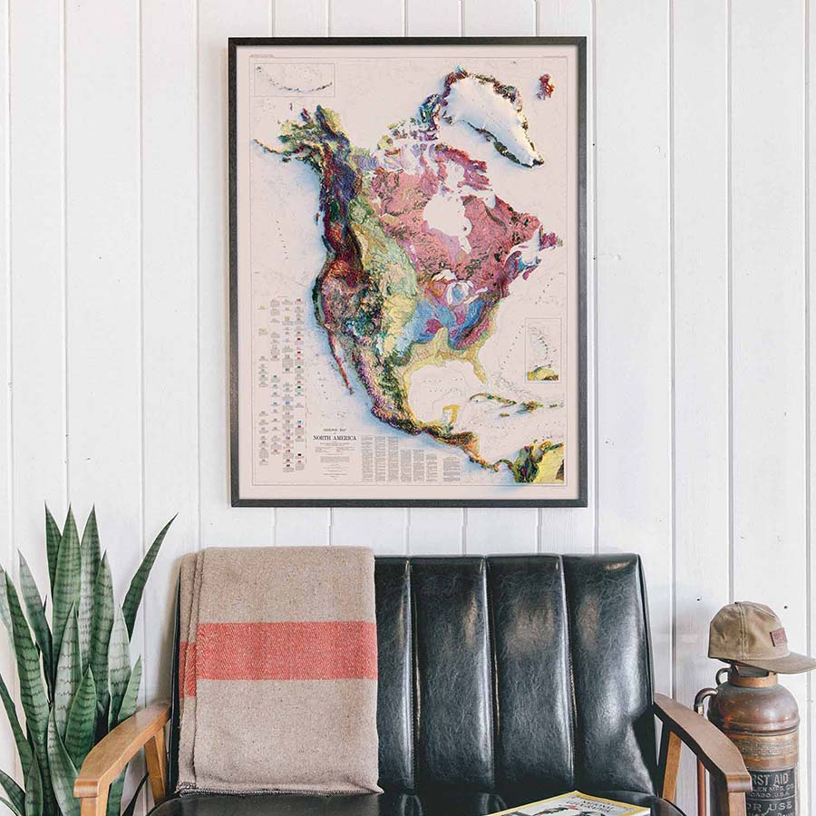 North America 1965 Shaded Relief Map