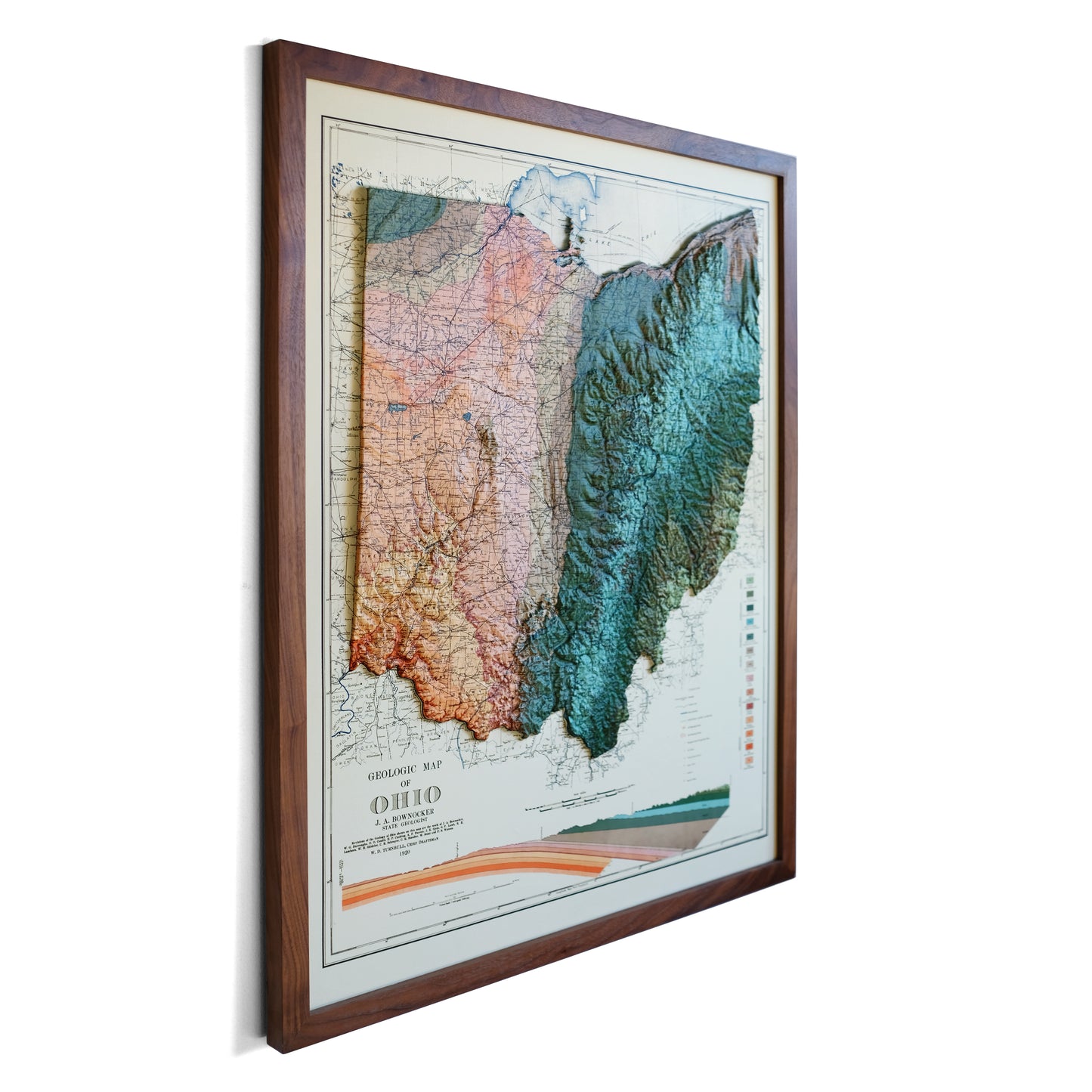 Ohio 1920 3D Raised Relief Map