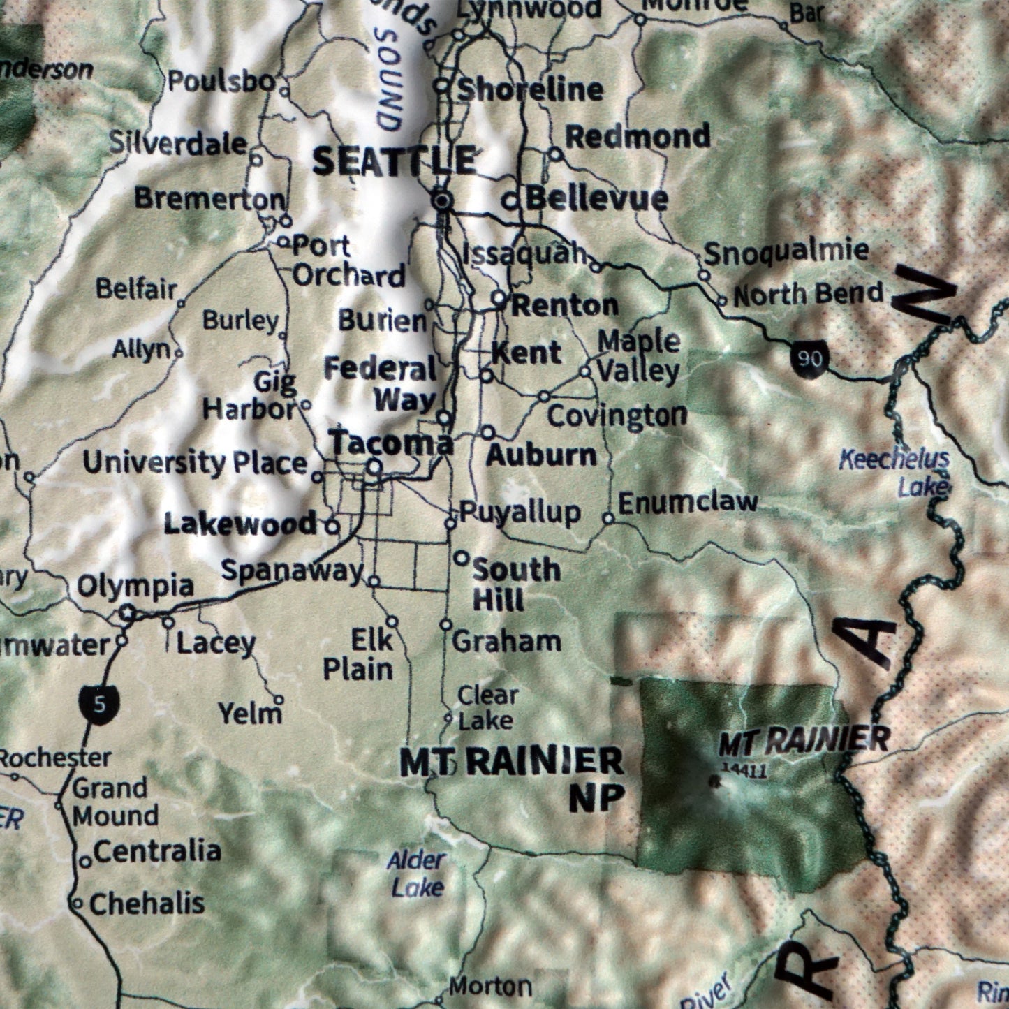 Pacific Northwest 3D Raised Relief Map