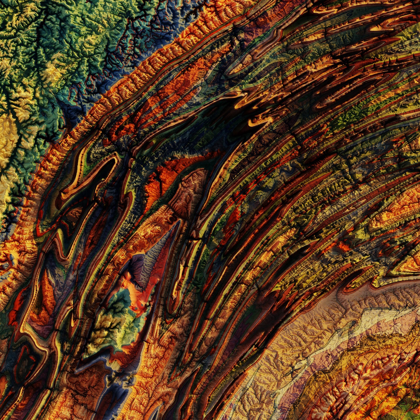 Pennsylvania 1960 Shaded Relief Map