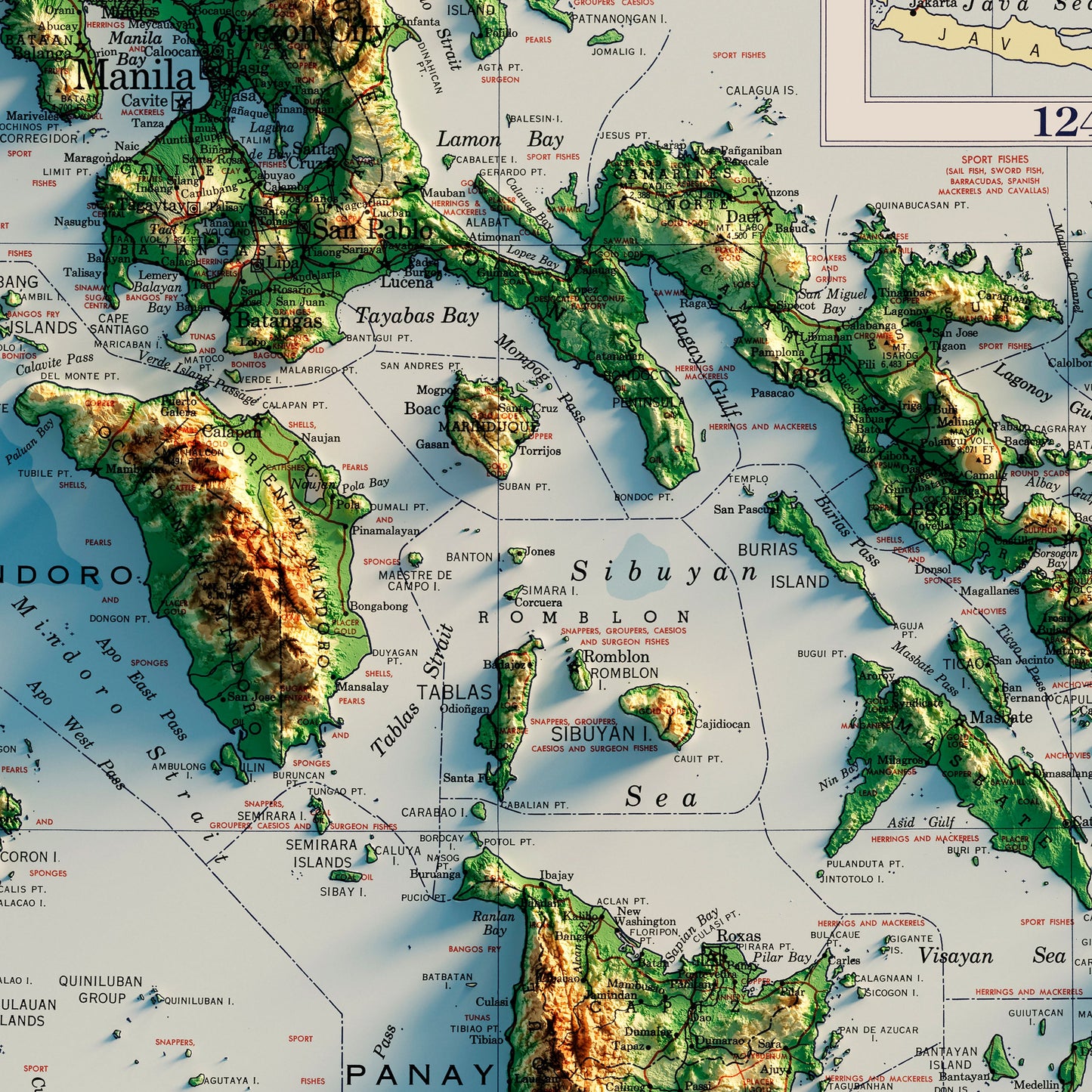 Philippines 1952 Shaded Relief Map