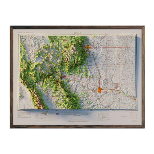 Colorado Springs, CO 1954 Shaded Relief Map