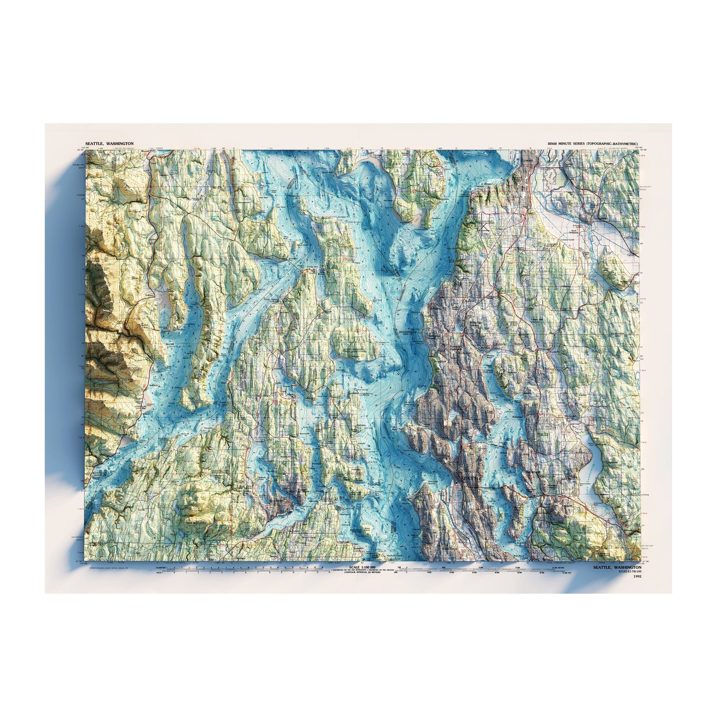 Seattle 1992 Relief Map