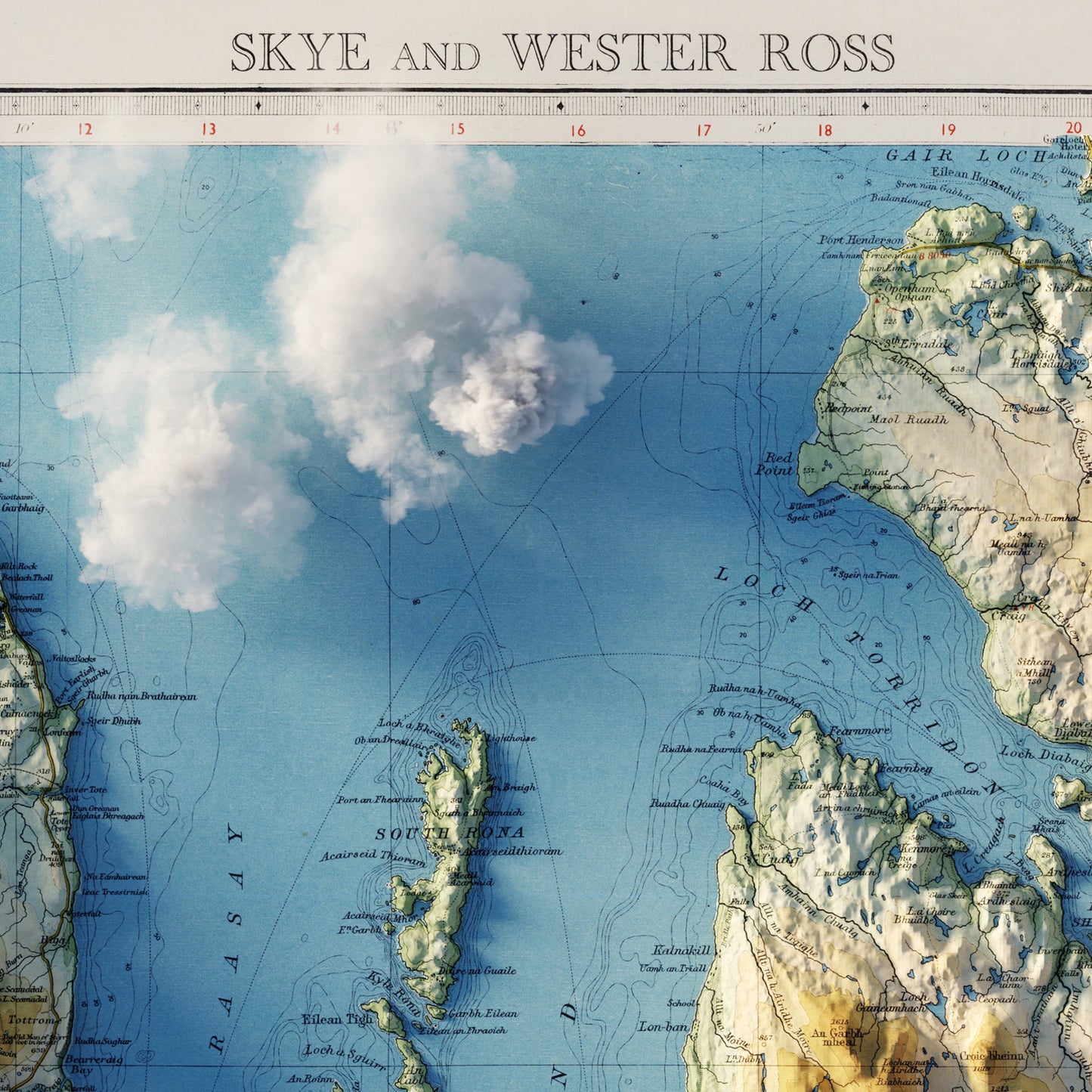 Skye and Wester Ross 1947 Shaded Relief Map