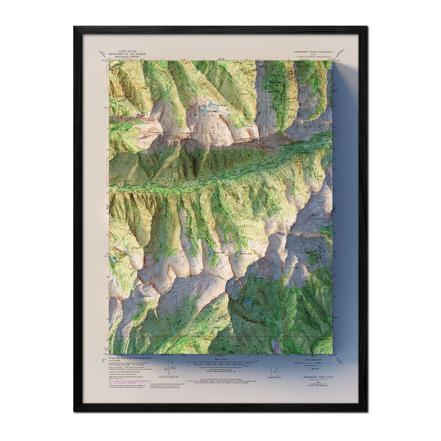 Snowbird, Utah 1955 Shaded Relief Map