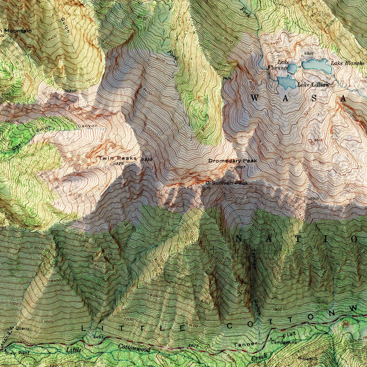 Snowbird, Utah 1955 Shaded Relief Map