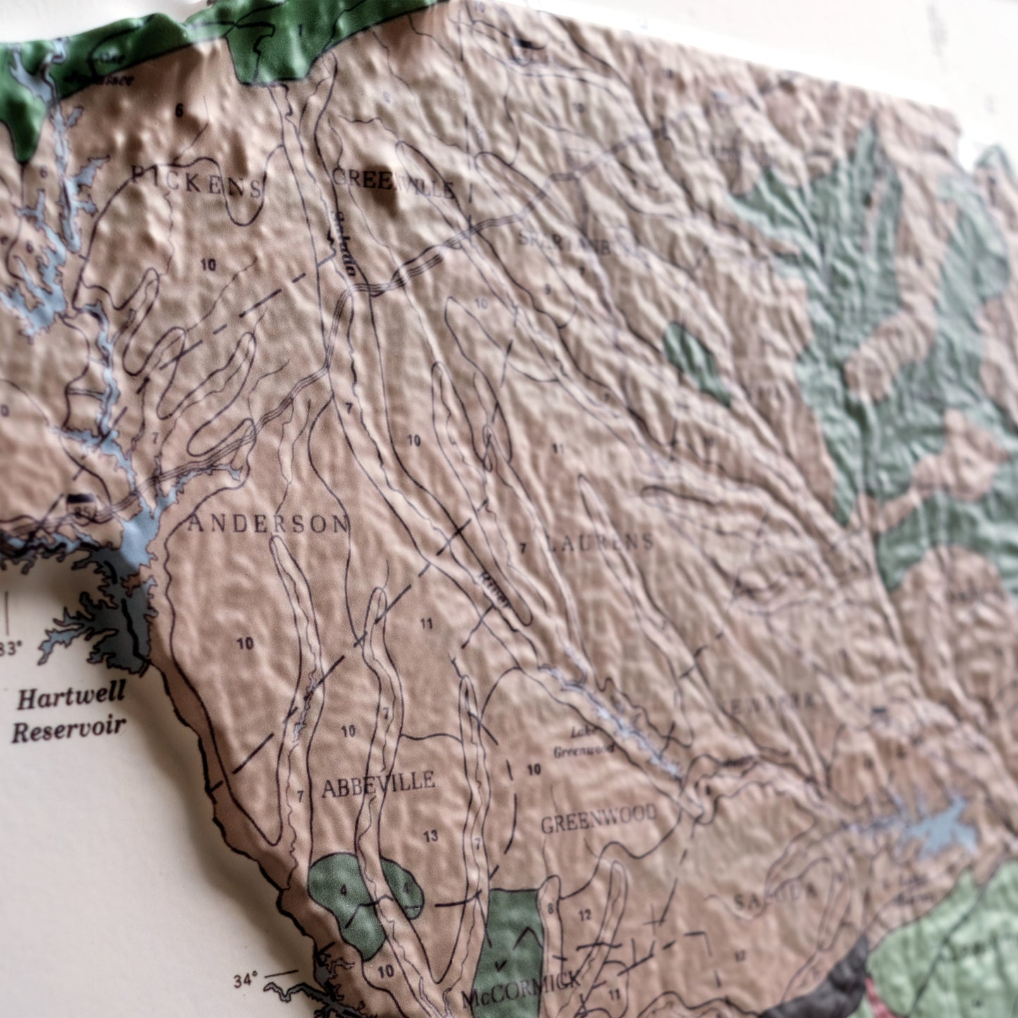 South Carolina 1979 3D Raised Relief Map