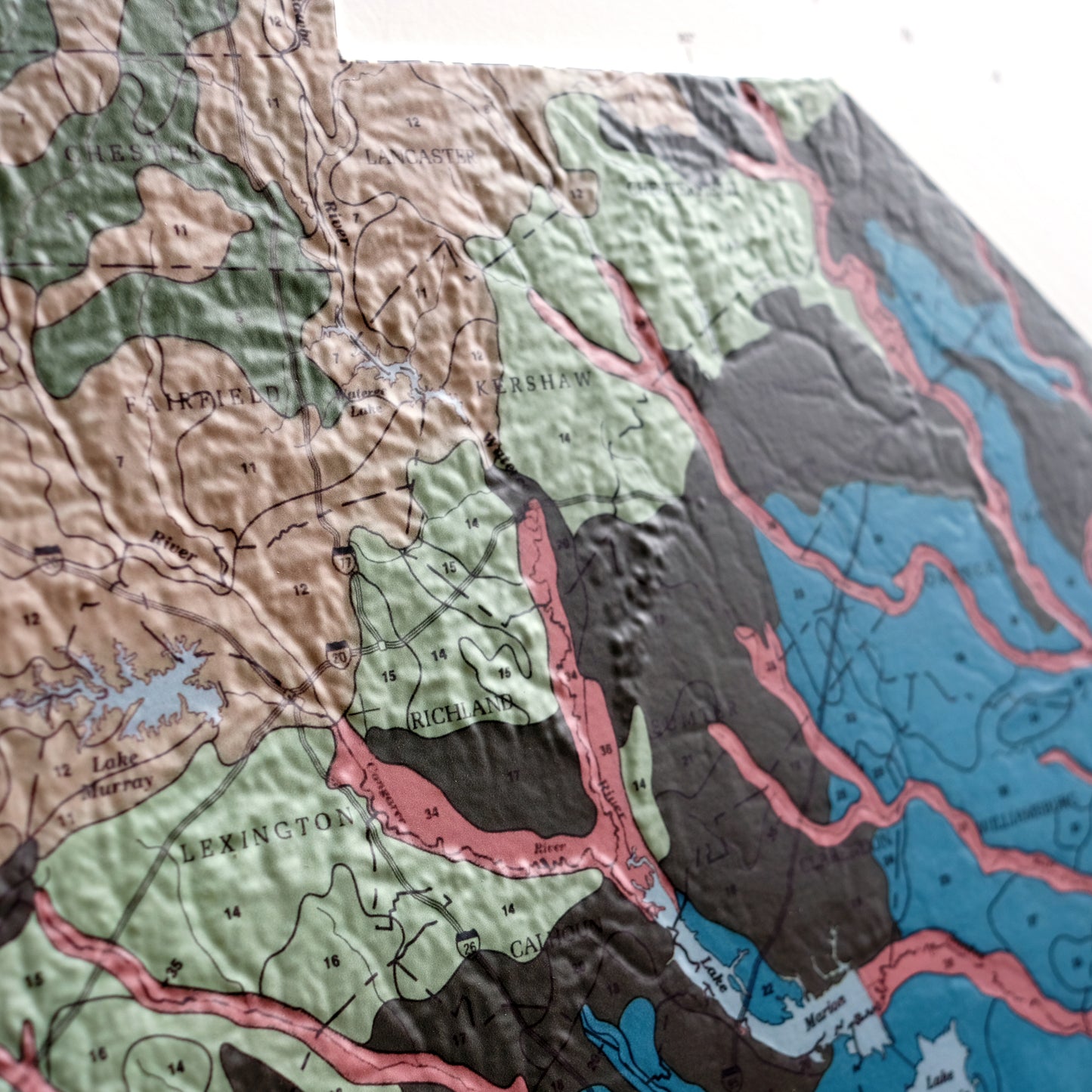 South Carolina 1979 3D Raised Relief Map