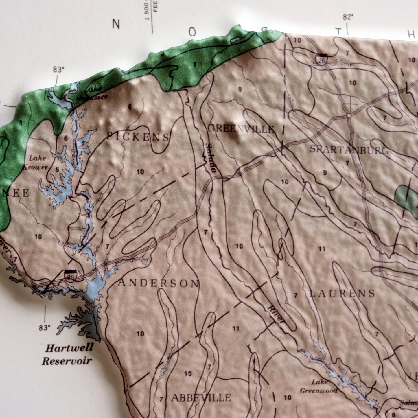 South Carolina 1979 3D Raised Relief Map