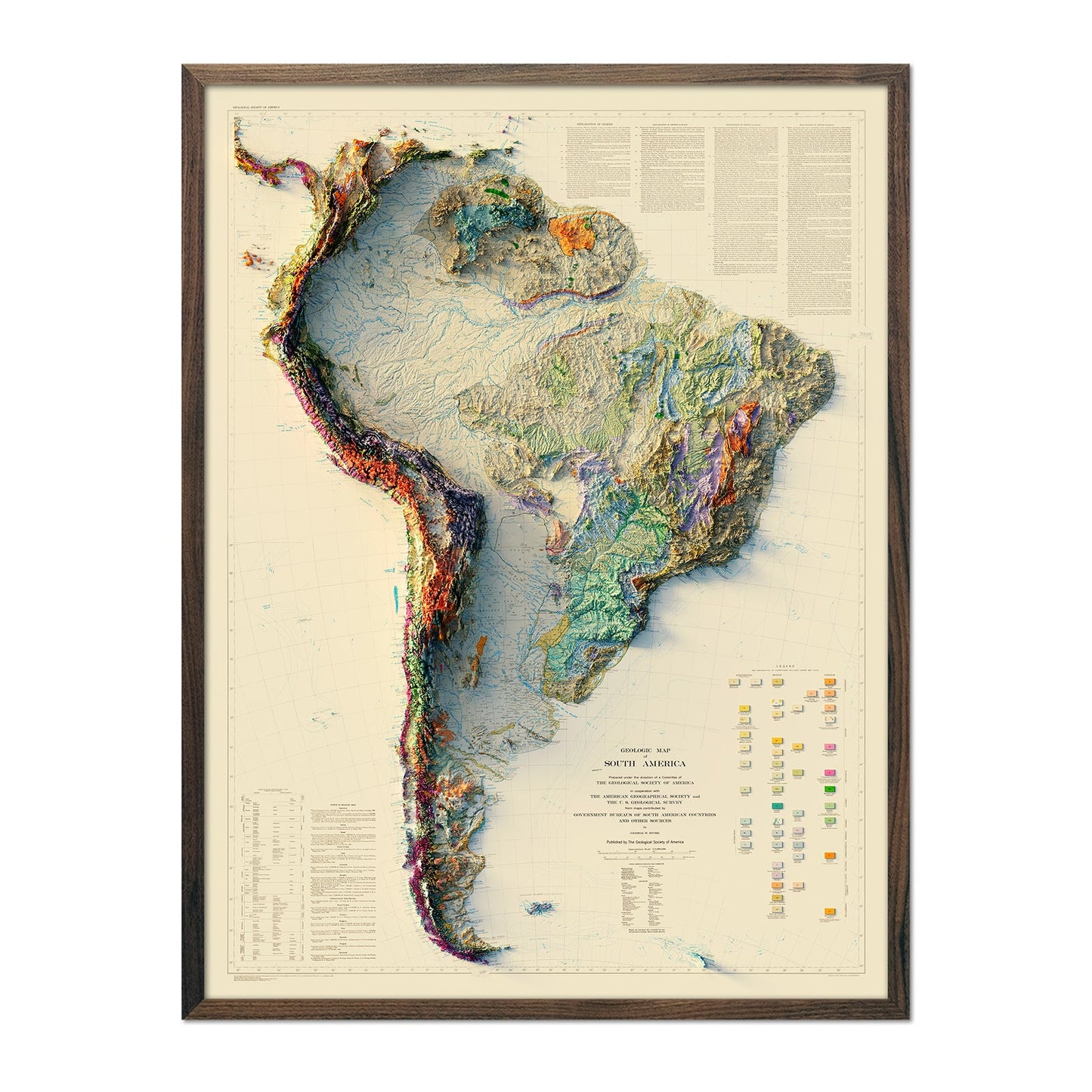 Vintage South America Relief Map - 1950