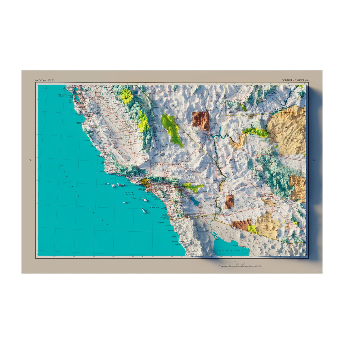 Vintage Southern California Relief Map - 1970