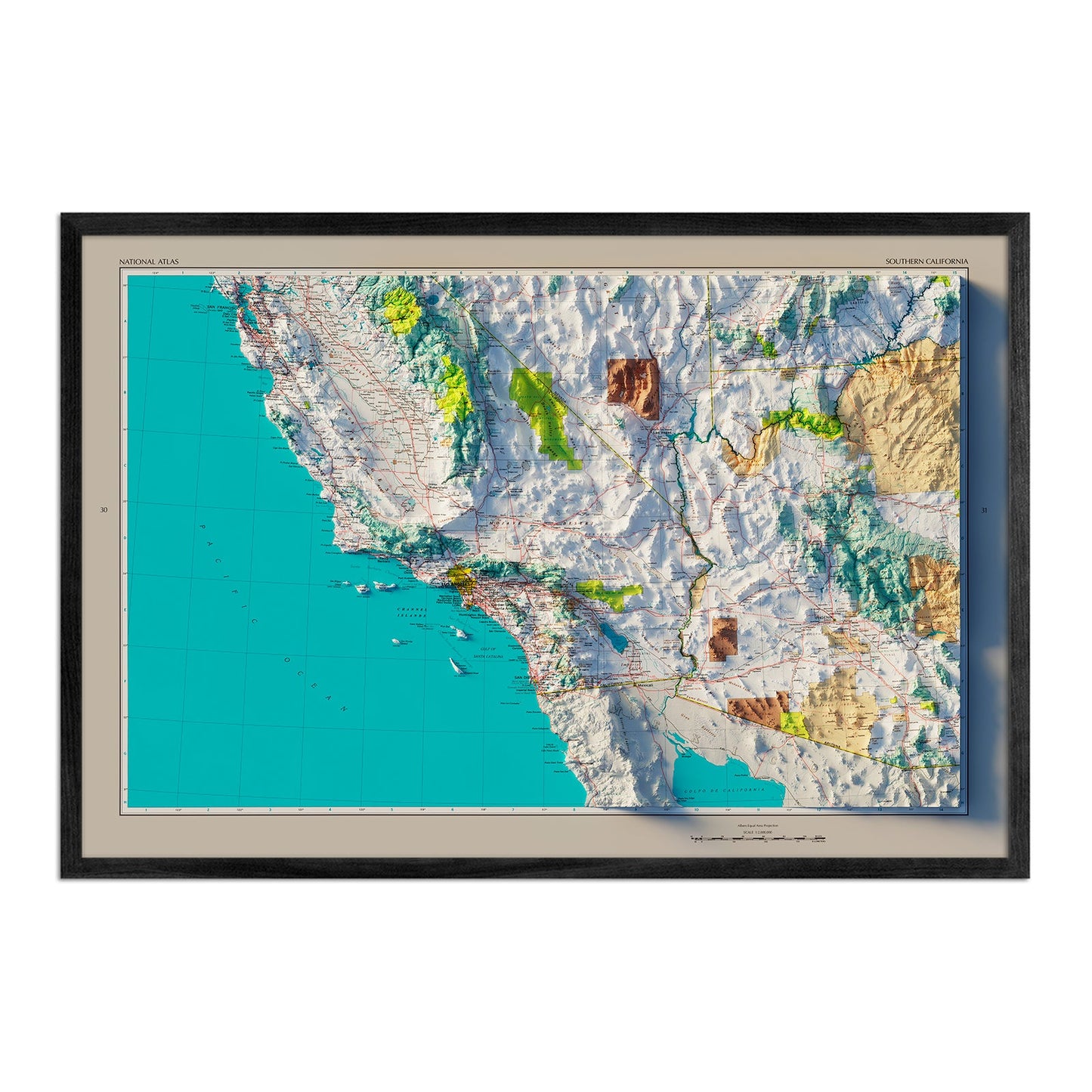 Vintage Southern California Relief Map - 1970