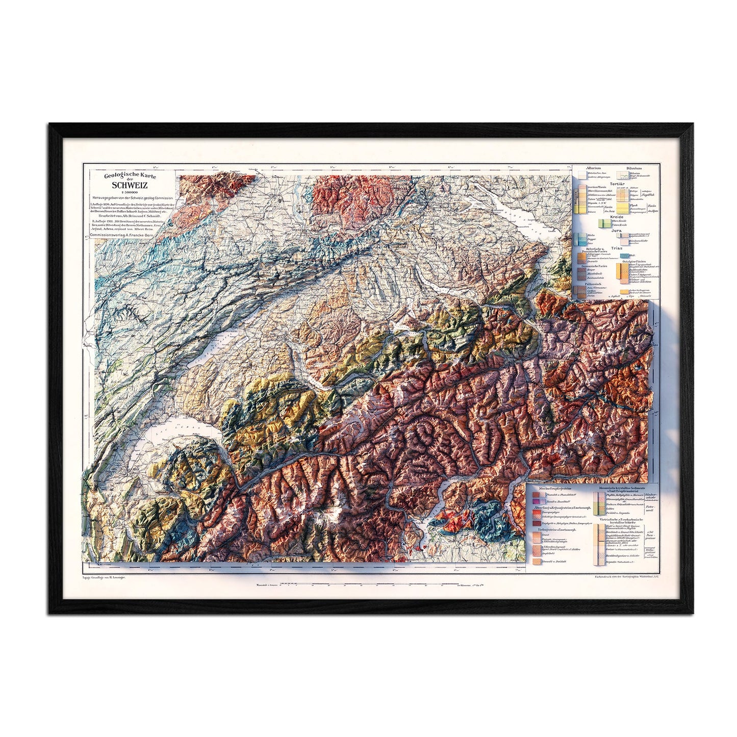 Switzerland 1911 Relief Map