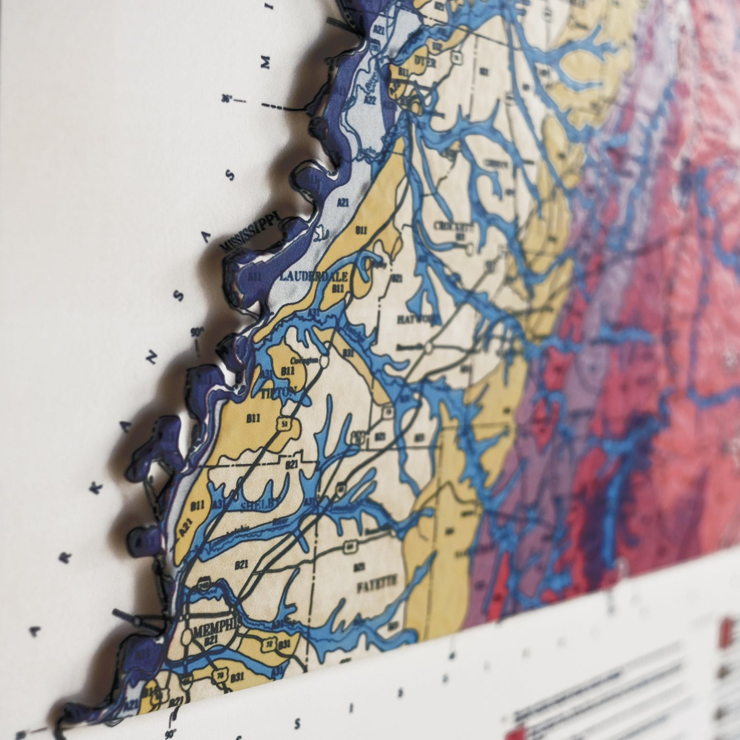 Tennessee 1978 3D Raised Relief Map