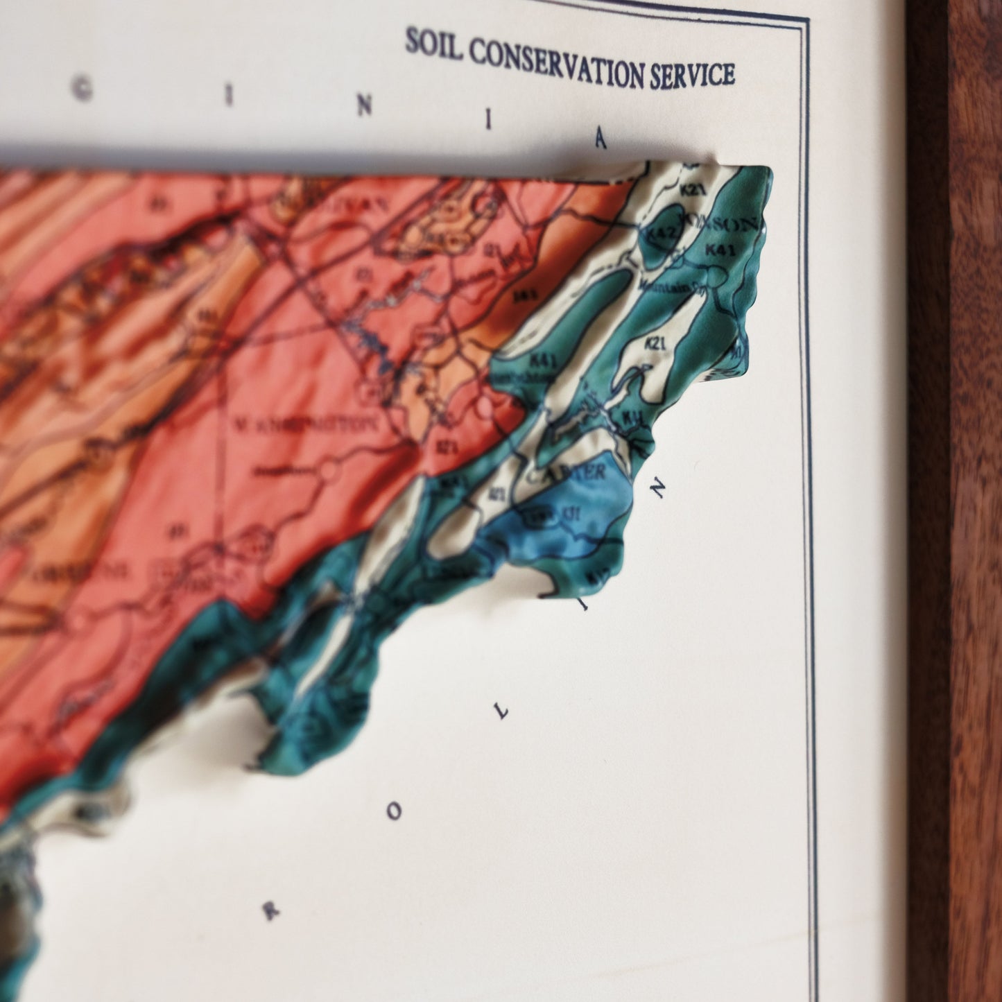 Tennessee 1978 3D Raised Relief Map