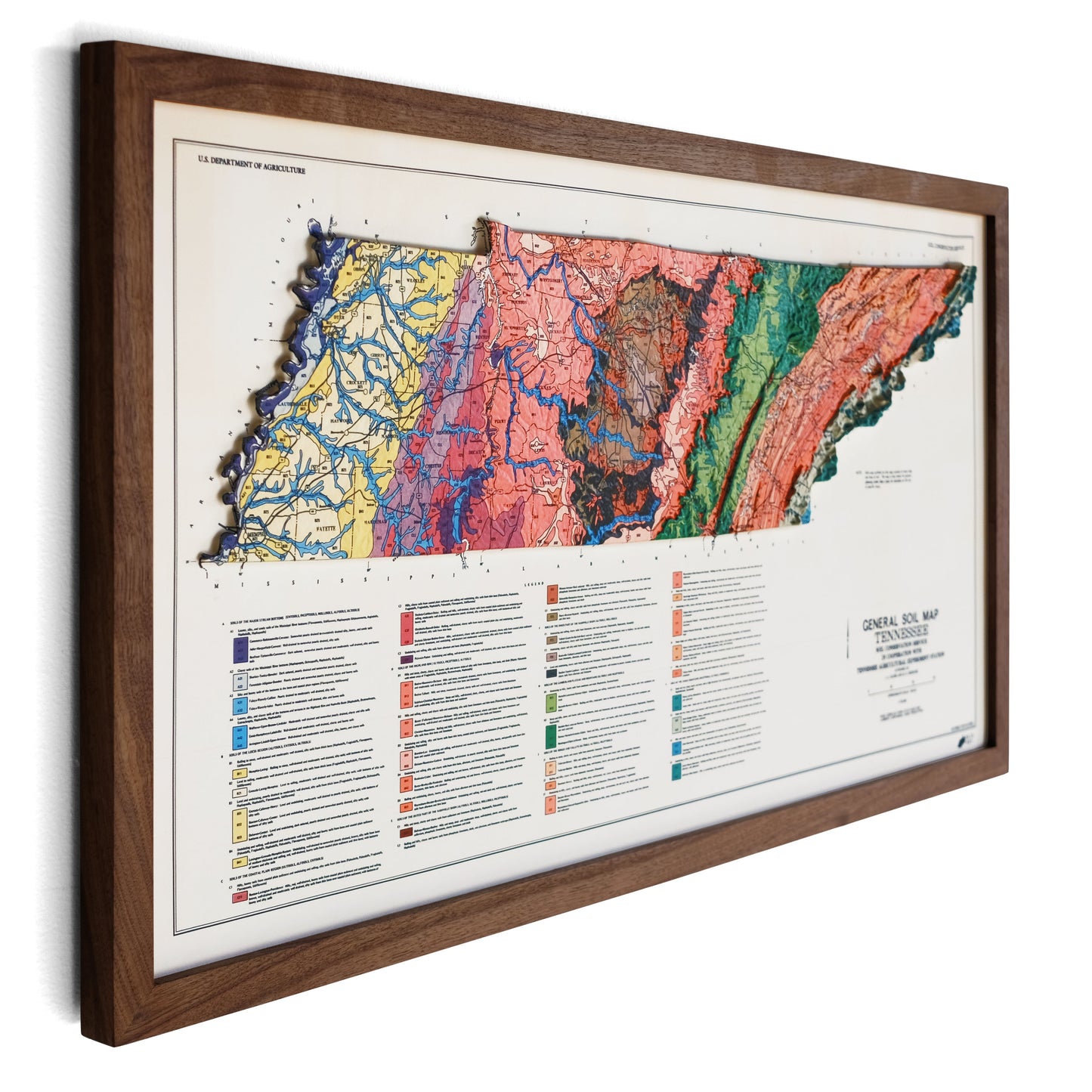 Tennessee 1978 3D Raised Relief Map