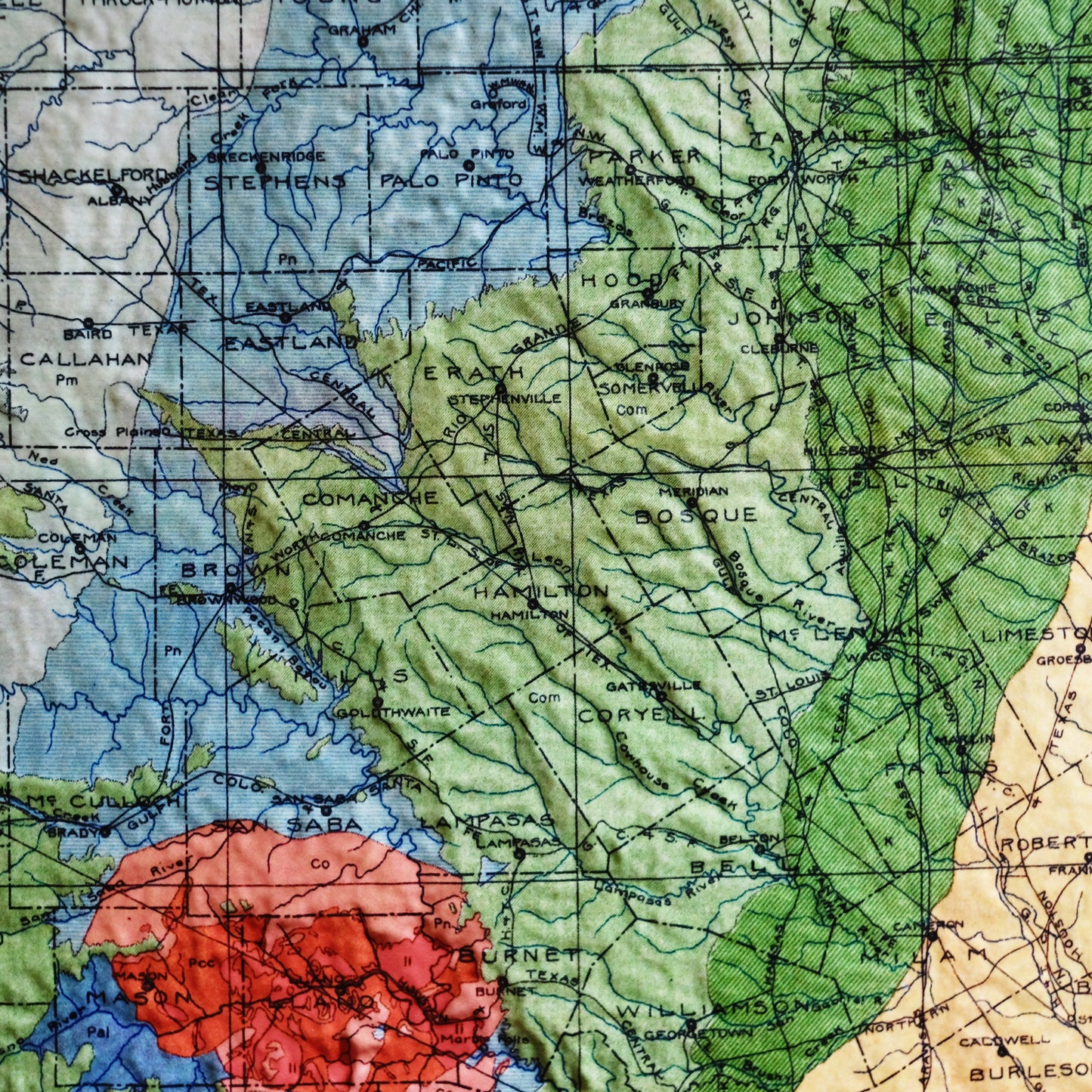 Texas 1916 3D Raised Relief Map