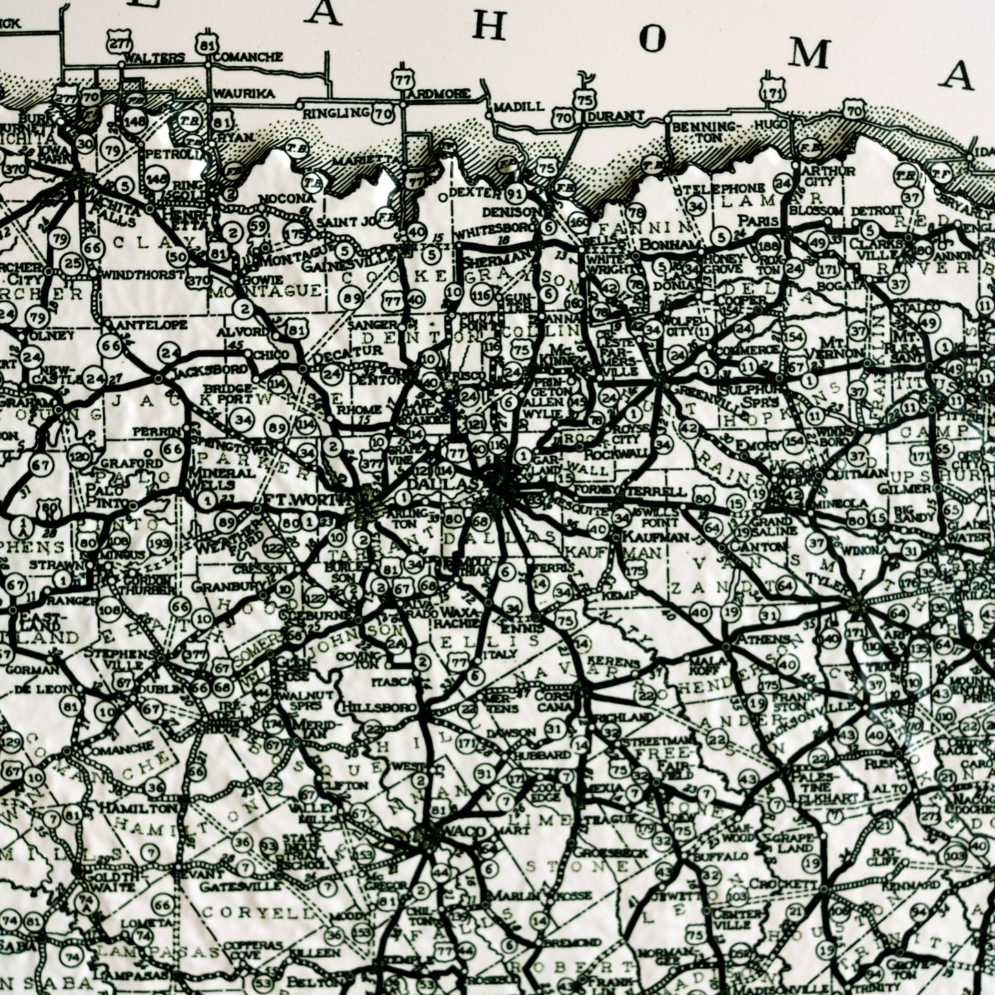 Texas 1933 3D Raised Relief Map