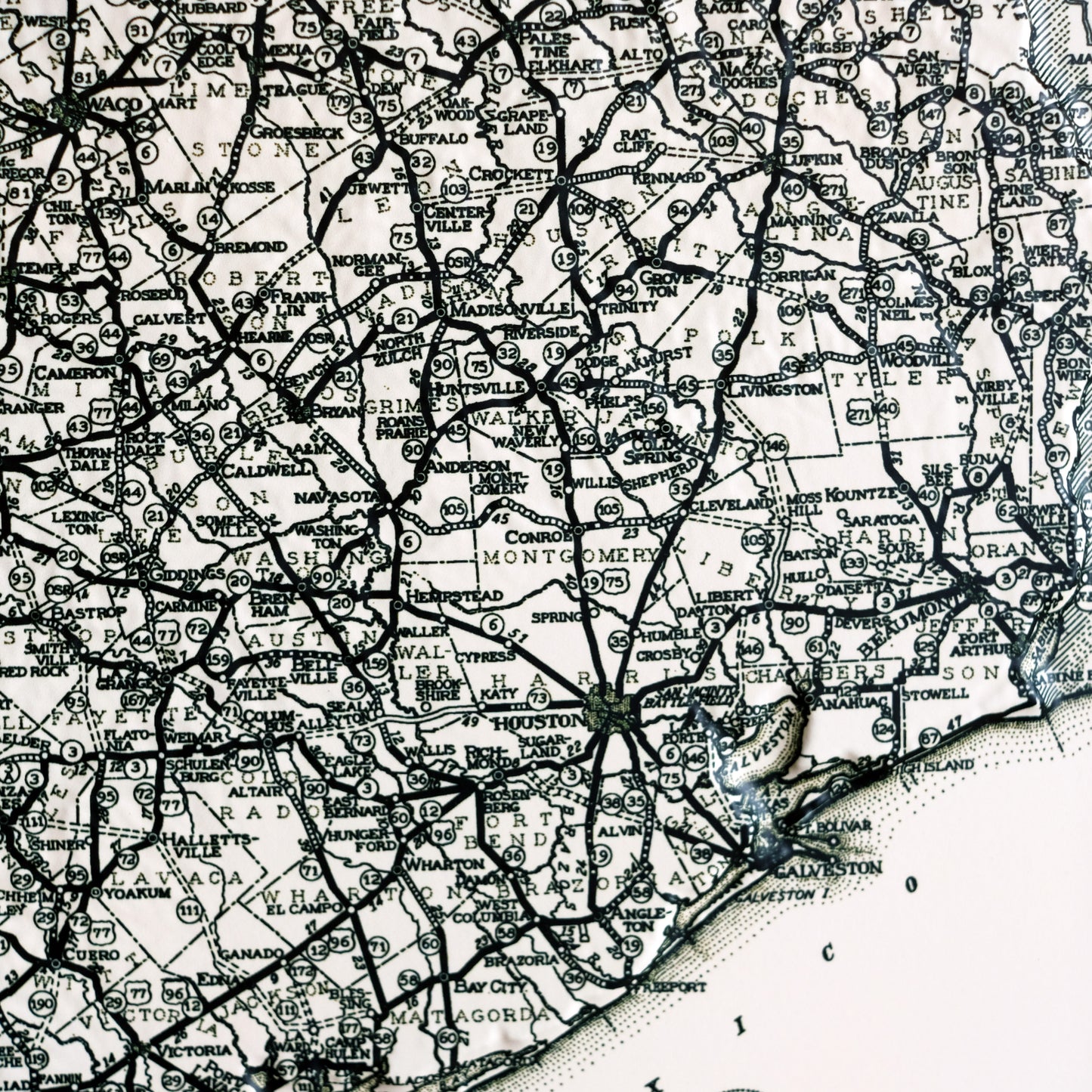 Texas 1933 3D Raised Relief Map