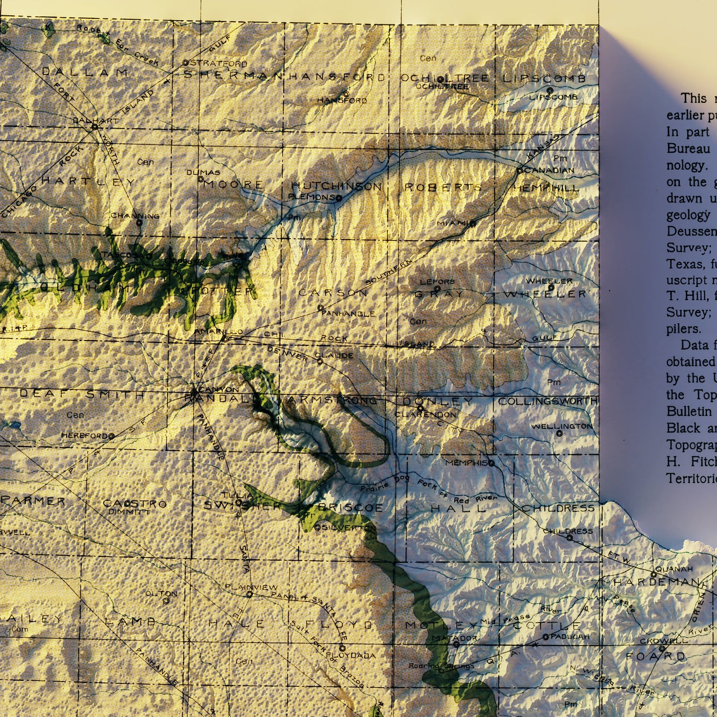 Texas 1916 Shaded Relief Map
