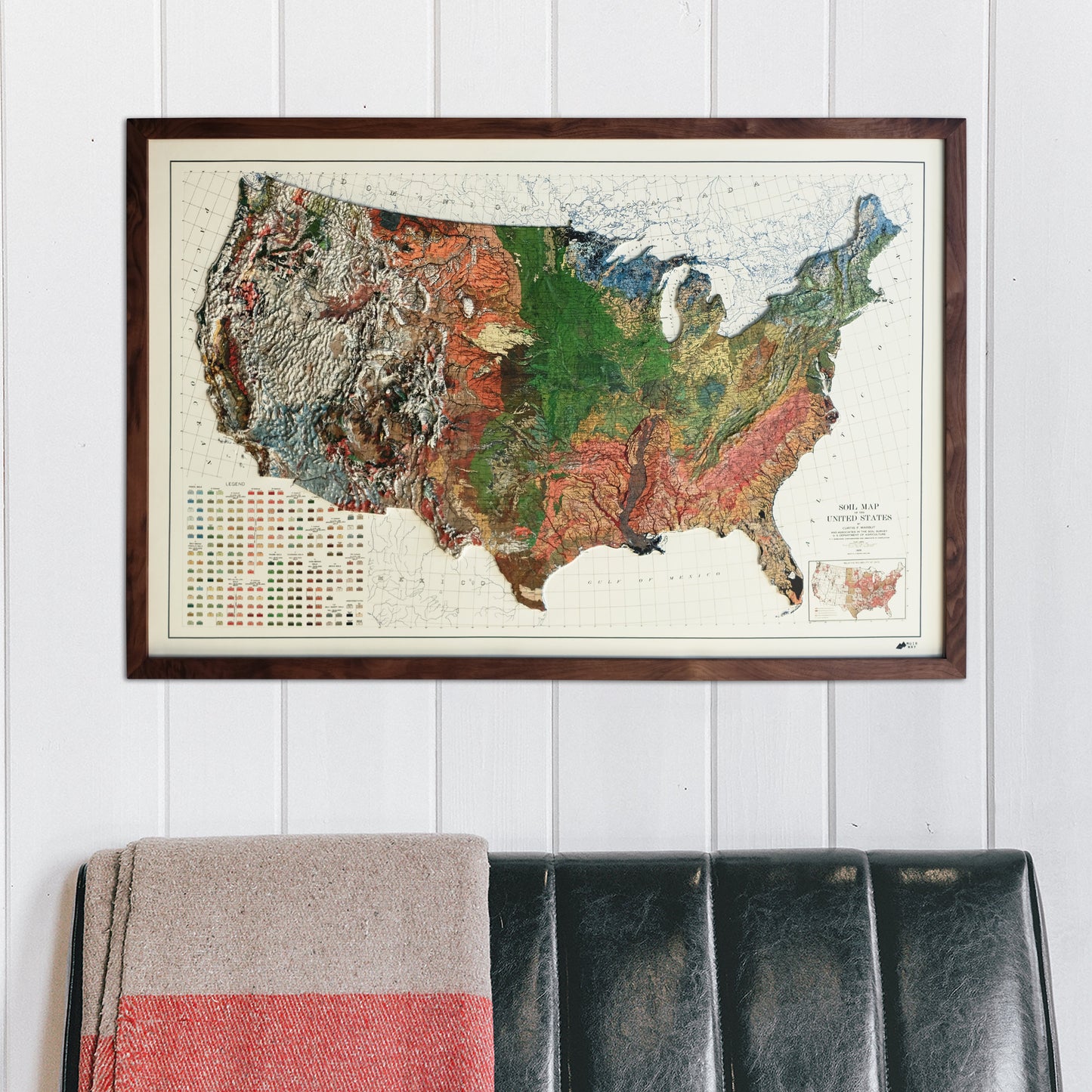 USA 1931 3D Raised Relief Map