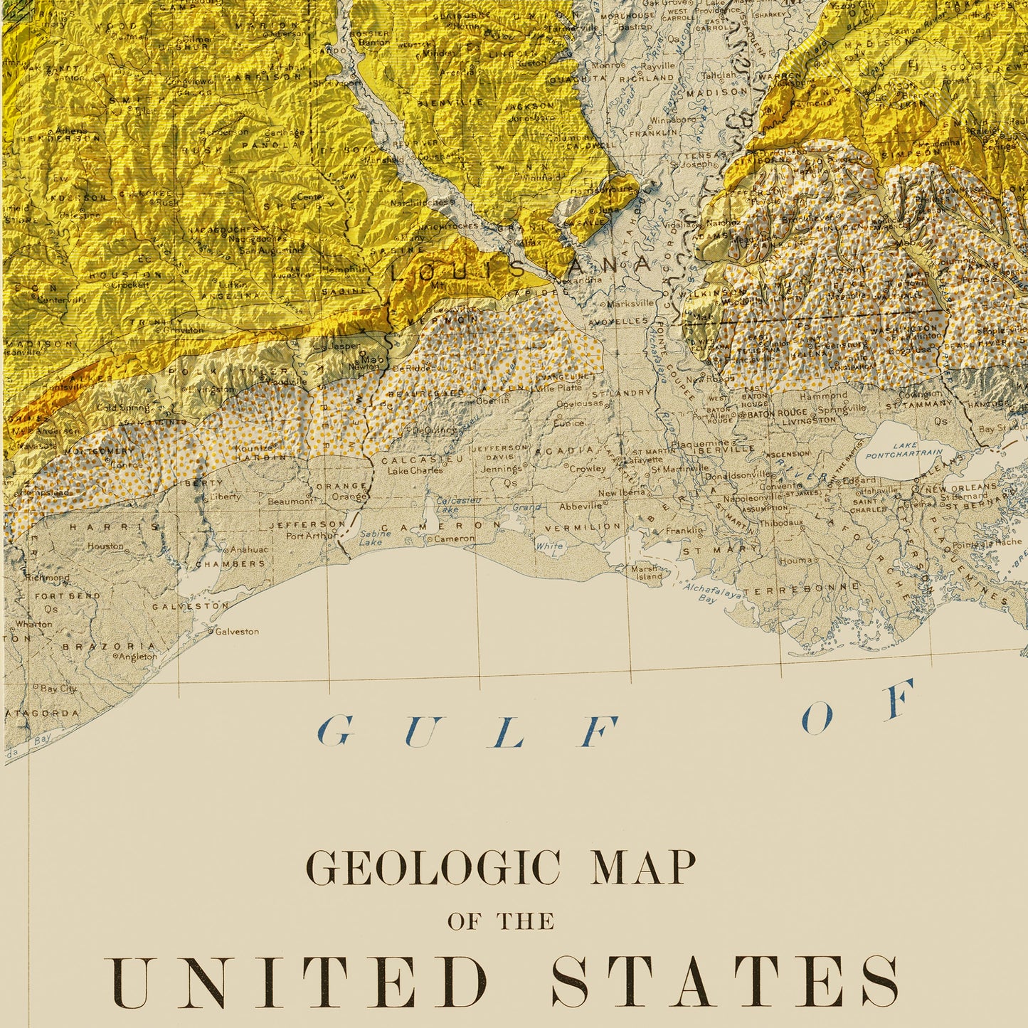 USA Quadrant SE 1932 Shaded Relief Map