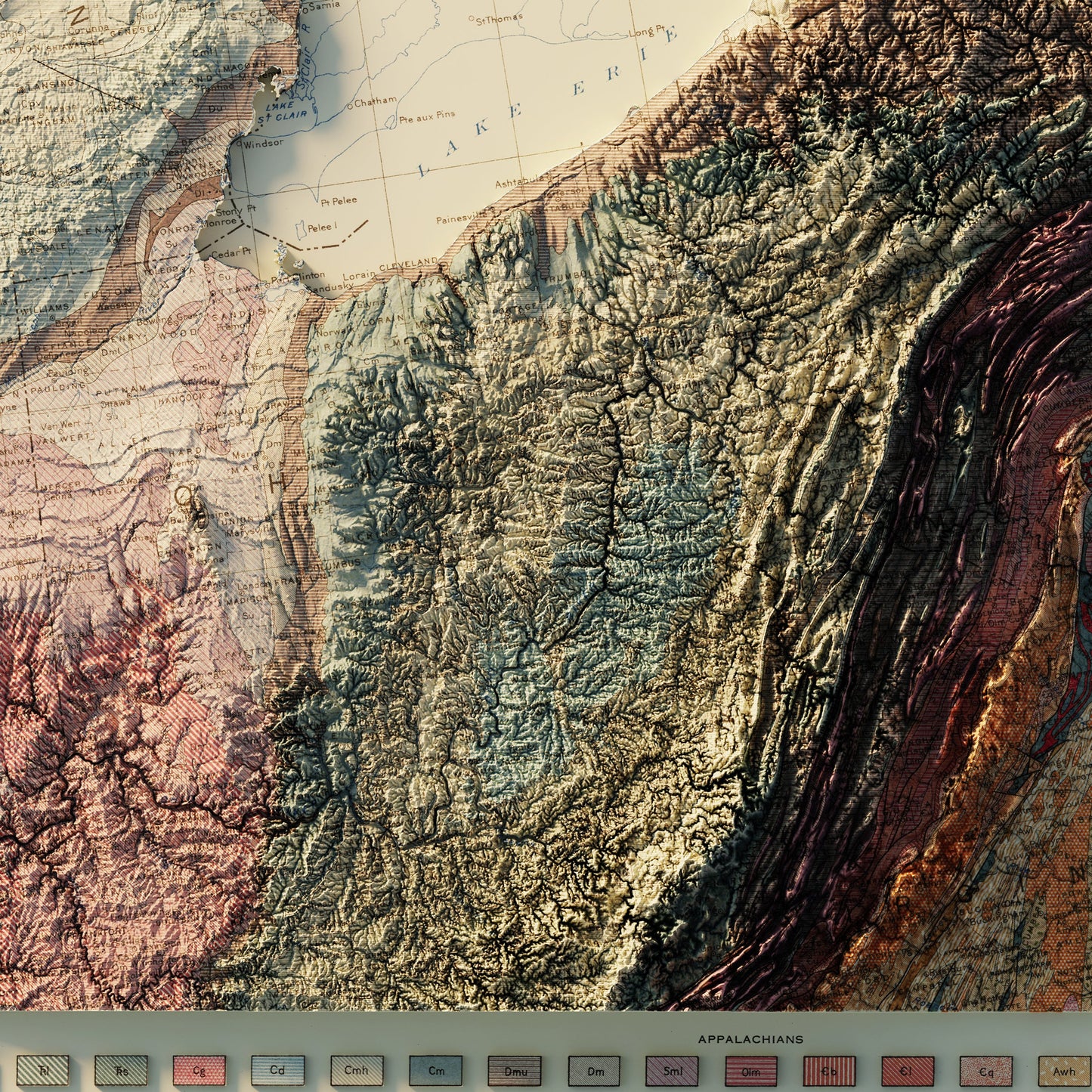 USA Quadrant NE 1932 Shaded Relief Map