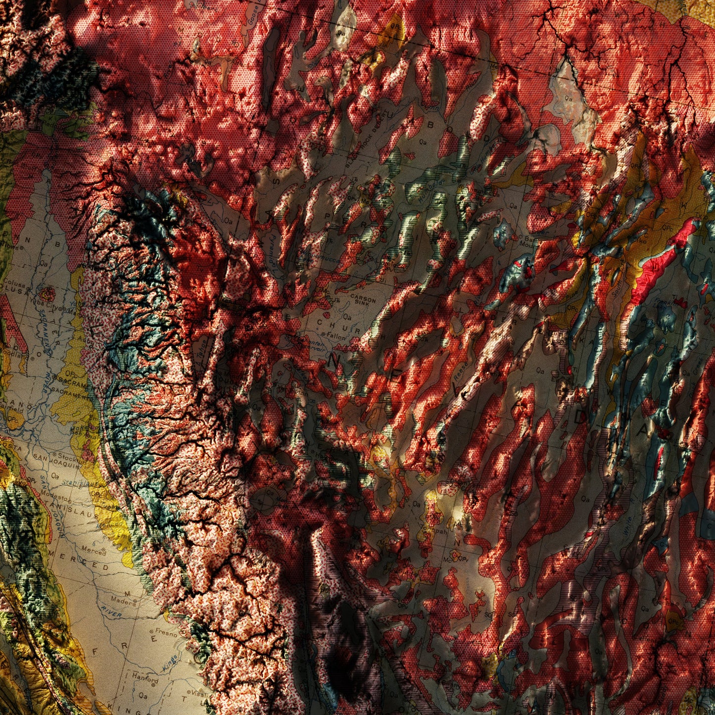 USA Quadrant NW 1932 Shaded Relief Map