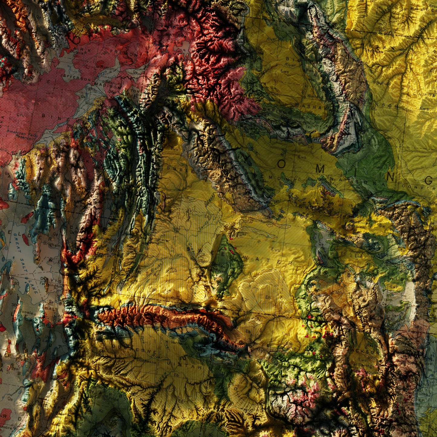 USA Quadrant NW 1932 Shaded Relief Map