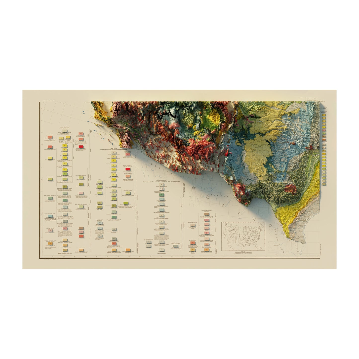 USA Quadrant SW 1932 Relief Map