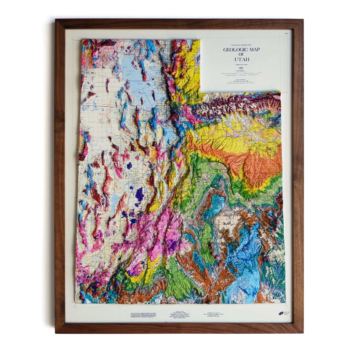 Utah 1980 3D Raised Relief Map