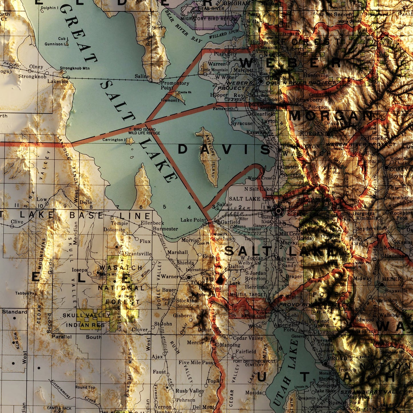 Utah 1937 Shaded Relief Map