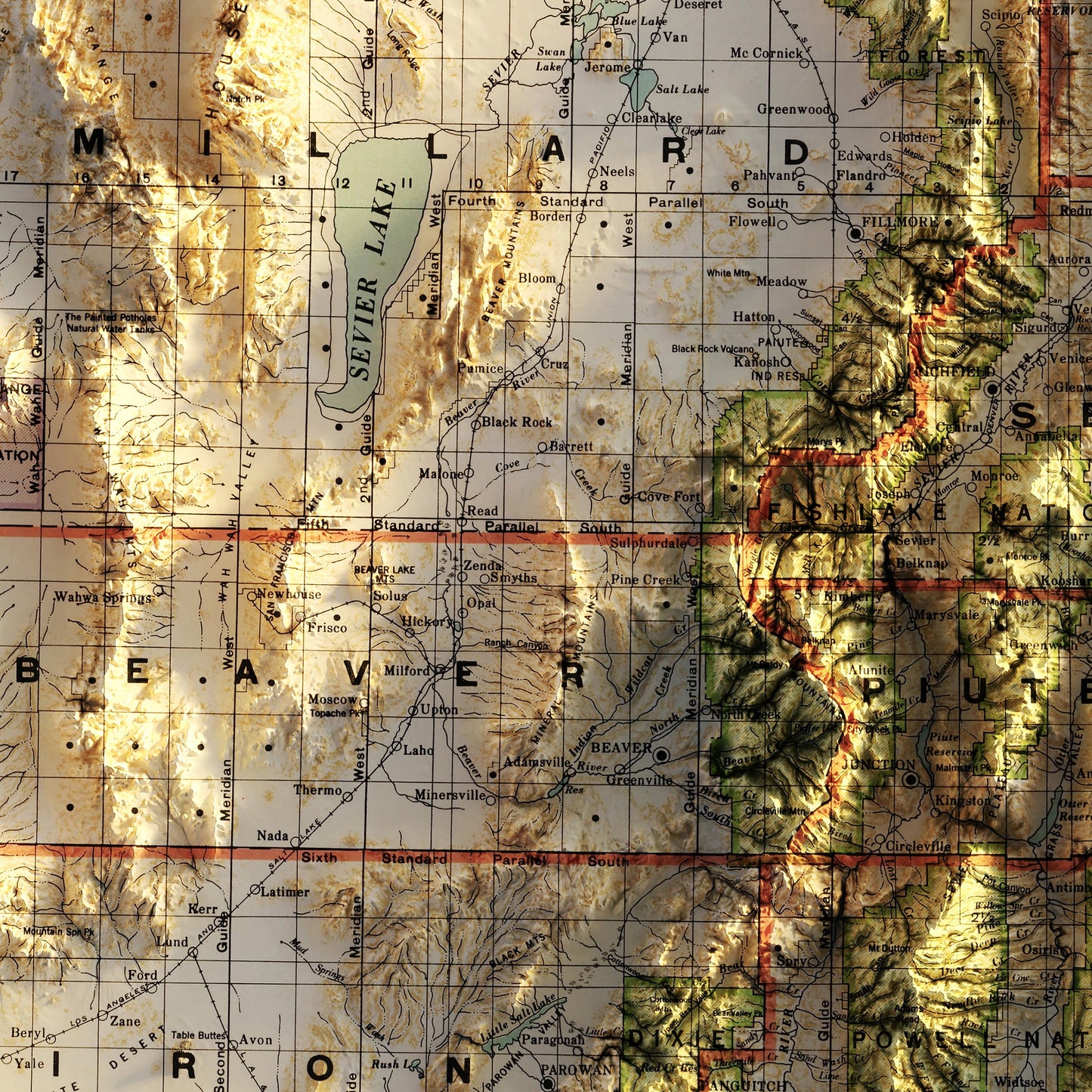 Utah 1937 Shaded Relief Map
