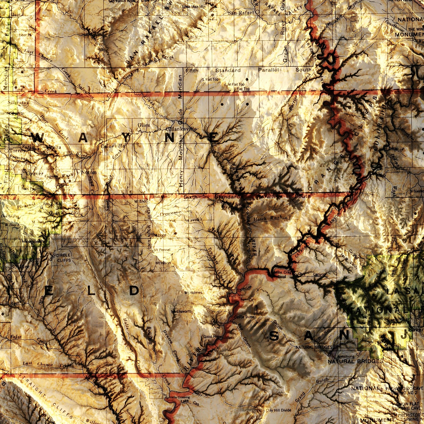 Utah 1937 Shaded Relief Map