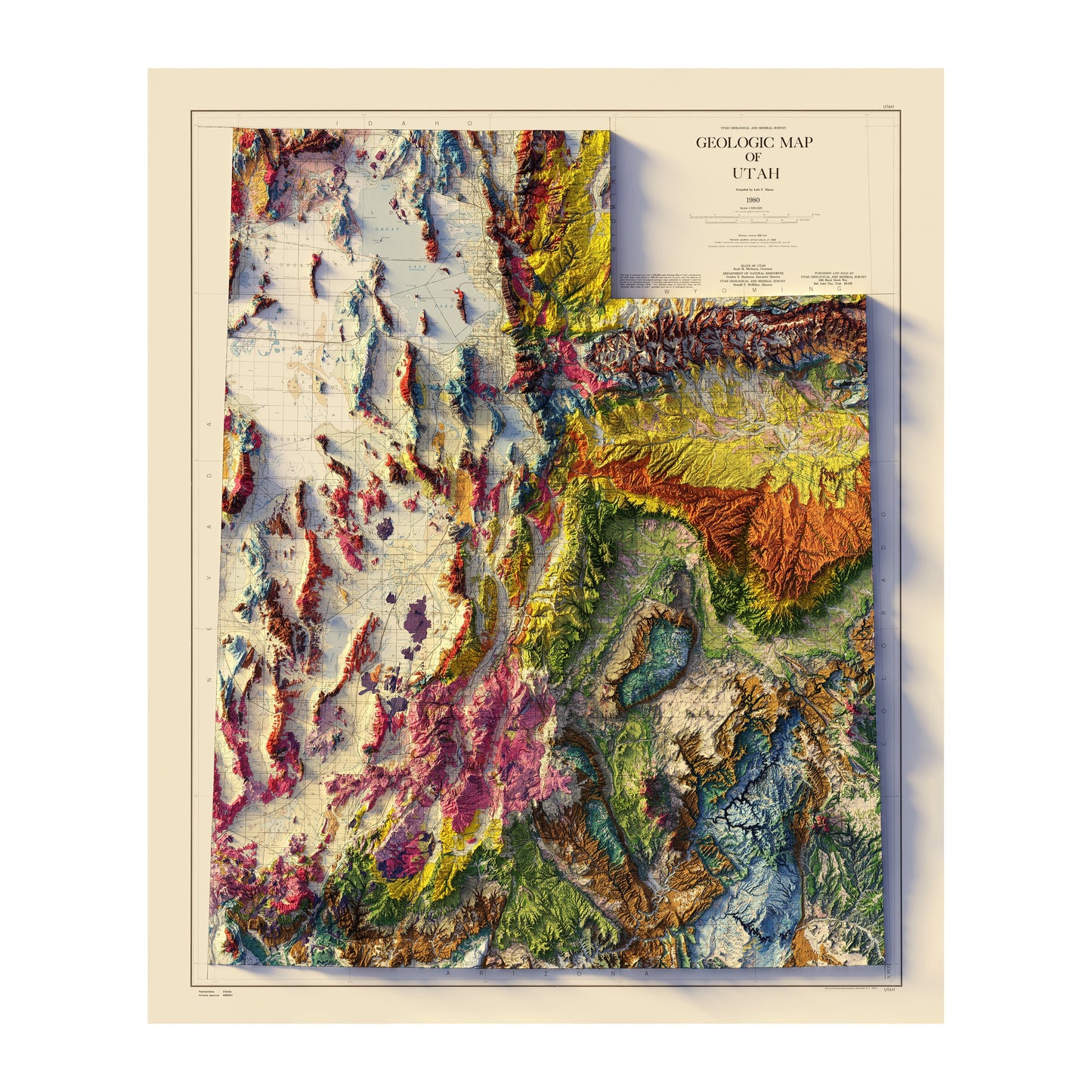 Relief Map of Utah 1980