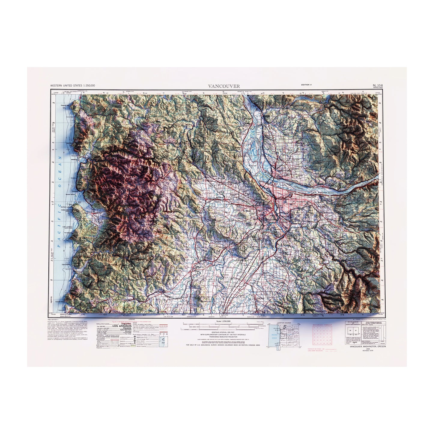 Vintage Vancouver Relief Map - 1958