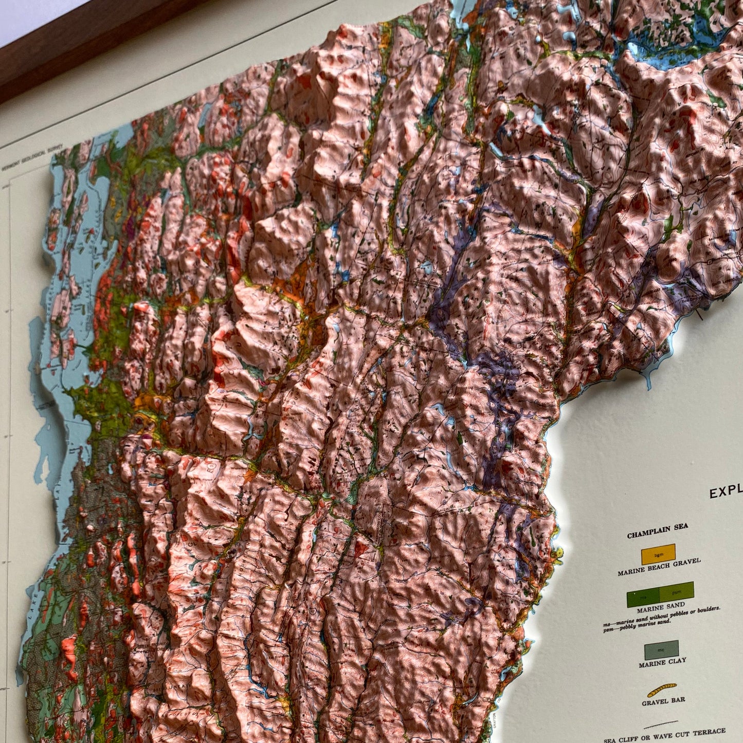 Vermont 1970 3D Raised Relief Map