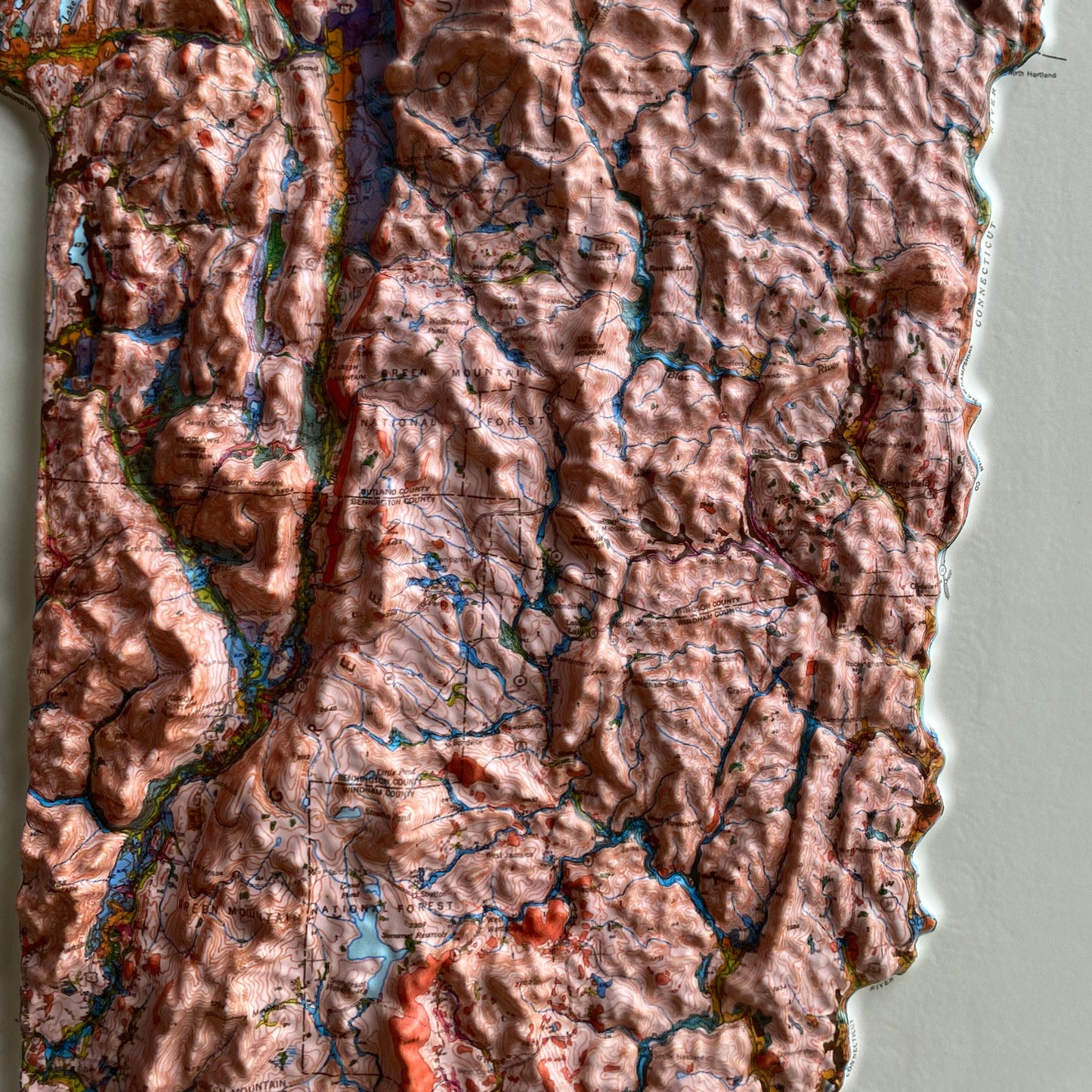 Vermont 1970 3D Raised Relief Map
