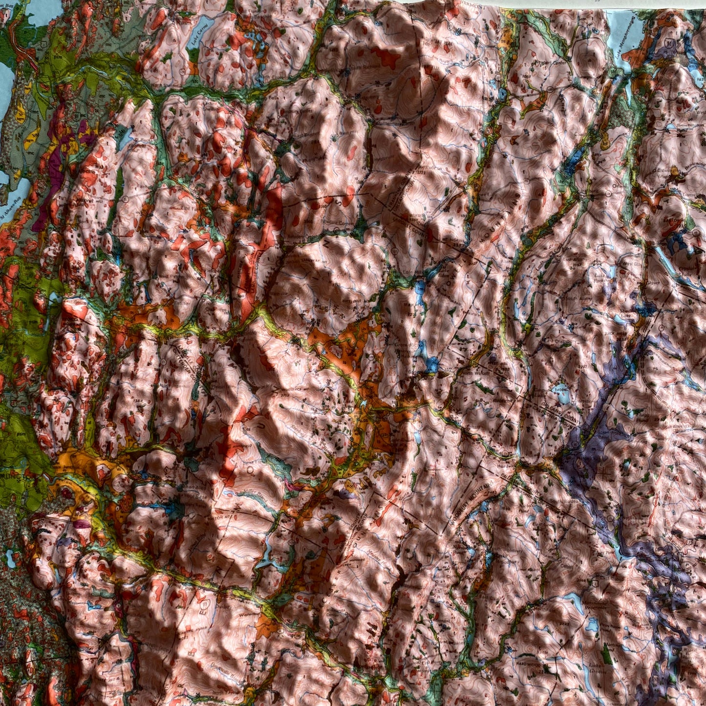 Vermont 1970 3D Raised Relief Map