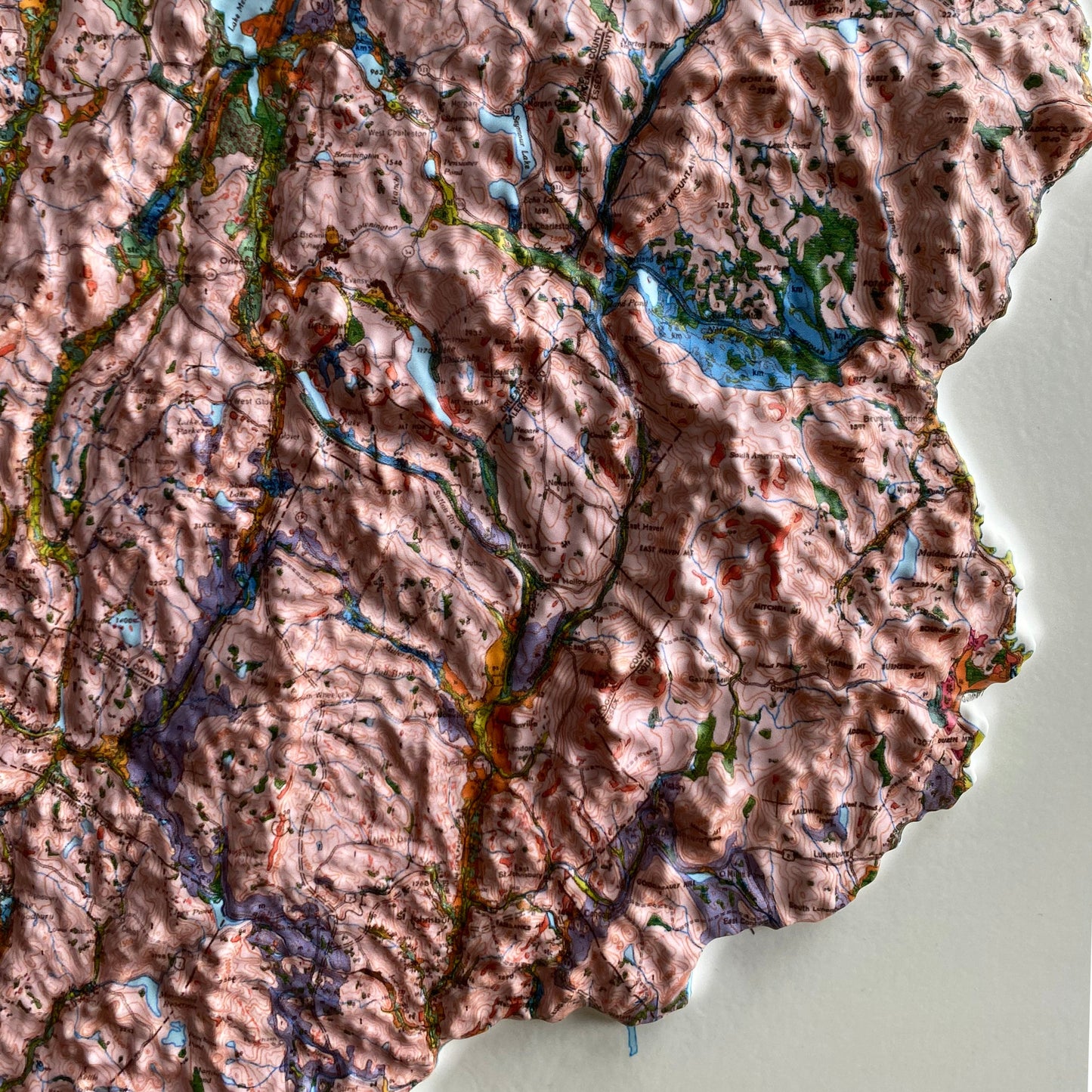 Vermont 1970 3D Raised Relief Map