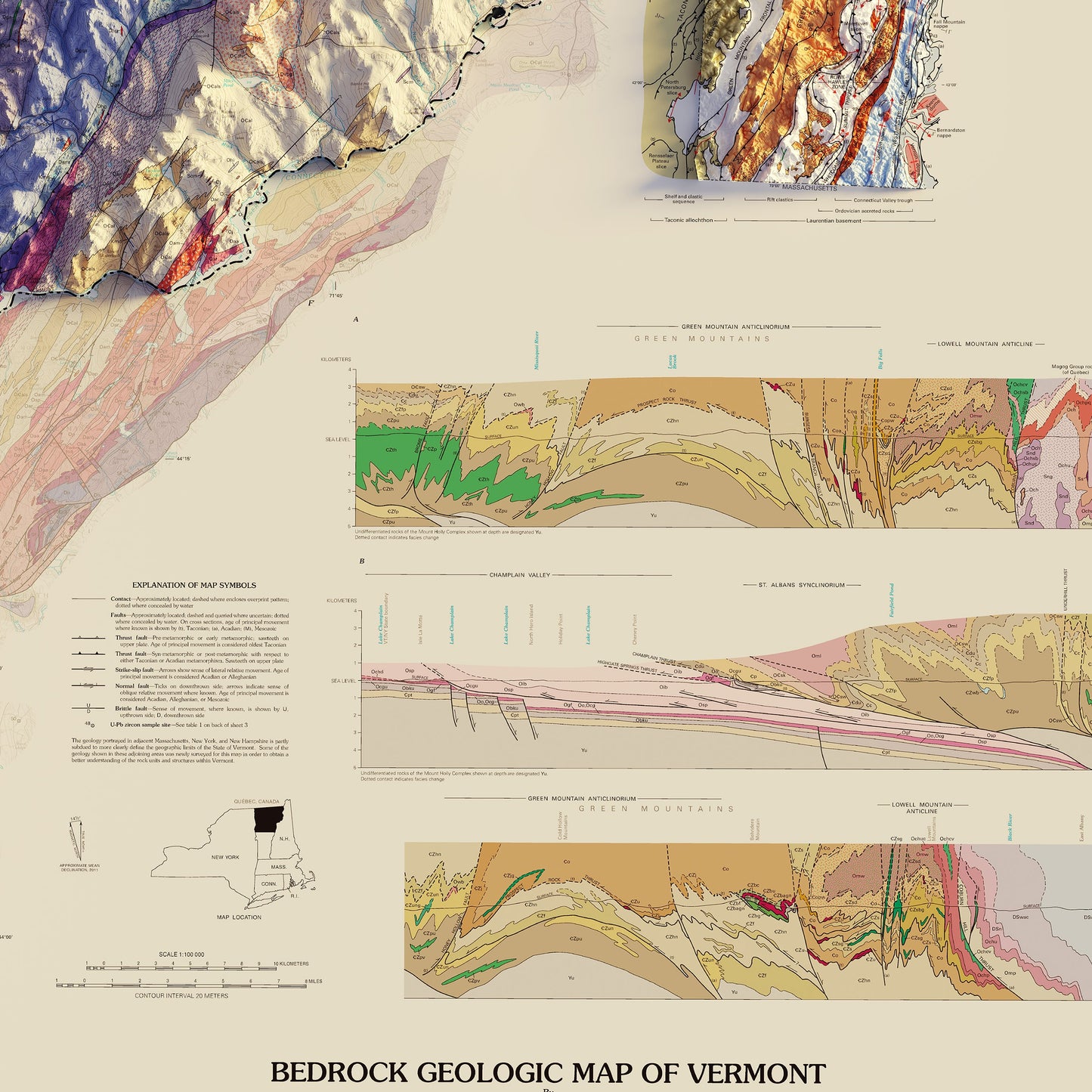 Vermont 2011 Shaded Relief Map